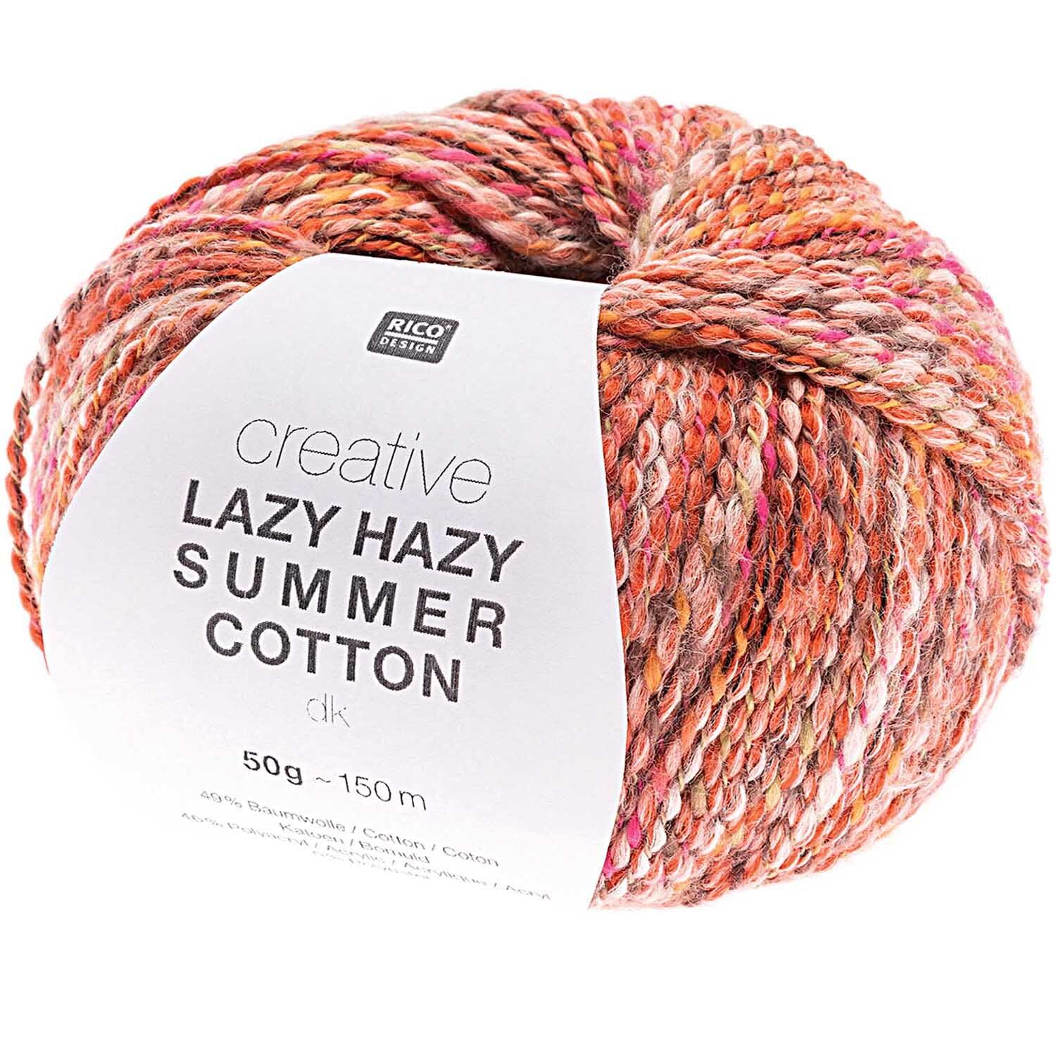 Creative Lazy Hazy Summer Cotton dk von Rico Design in Rot, 50g Knäuel, ideal zum Stricken.