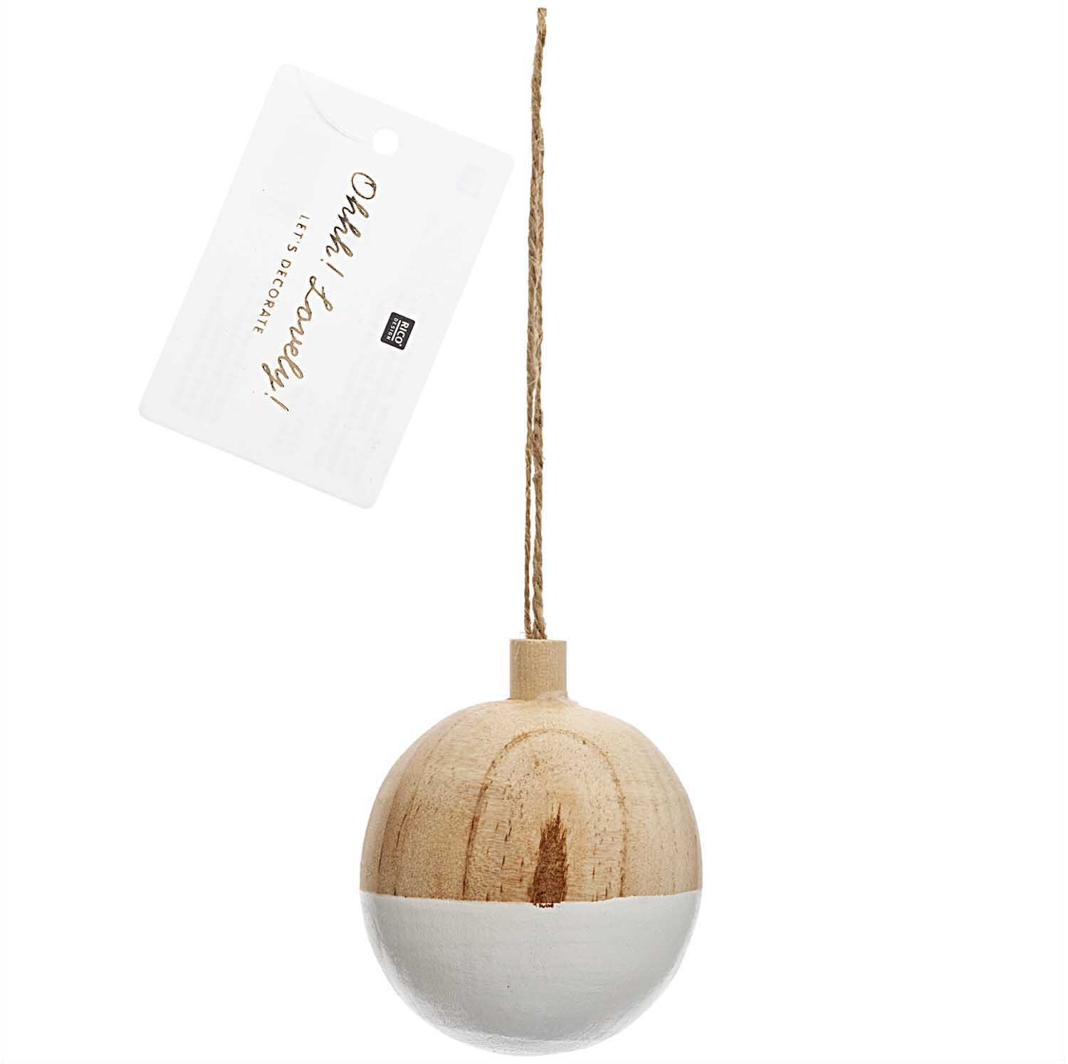Baumschmuck Holzkugel natur-weiß Ø6cm Baumschmuck Holzkugel natur-weiß Ø6cm