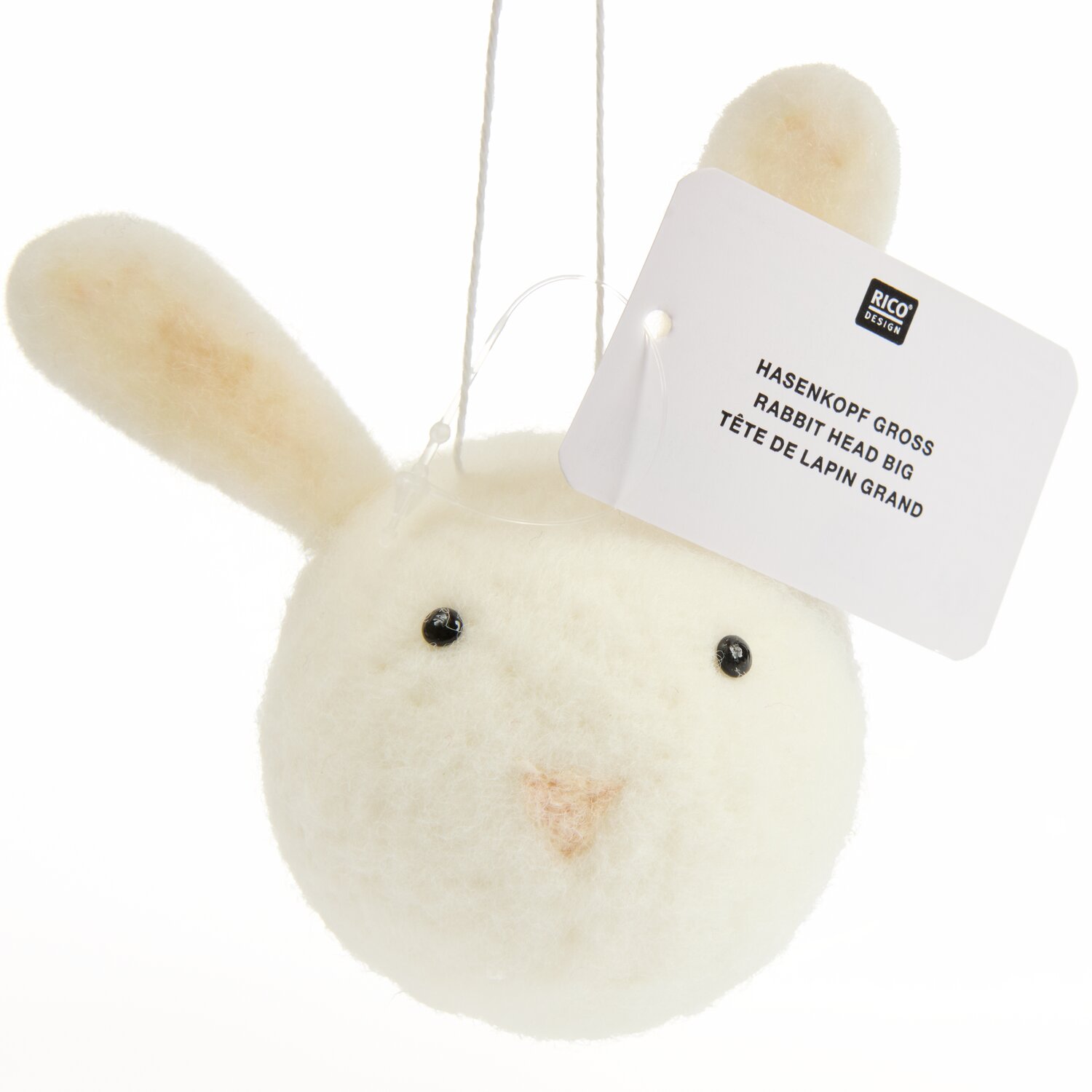 Aufhänger Filz-Hasenkopf Weiß 10x6x6cm von Rico Design