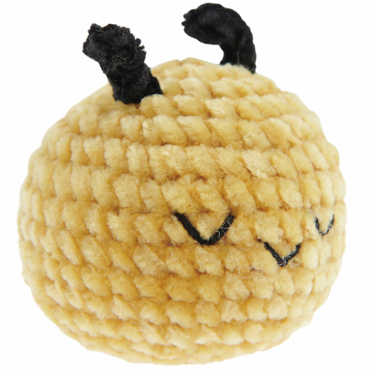 Ricorumi Häkelset Schlüsselanhänger Chingu Earth: Gelber, gehäkelter Schlüsselanhänger mit schwarzen Details von Rico Design.