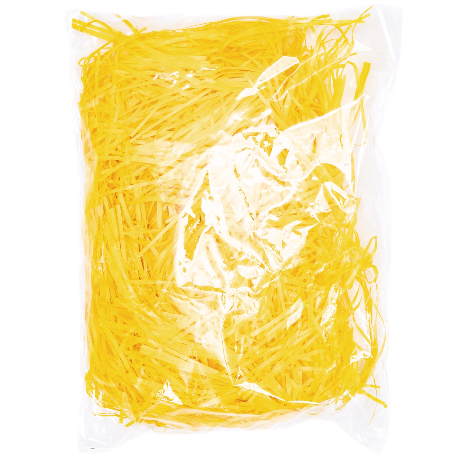 Ostergras 30g: Gelbes Deko-Material von Rico Design in transparenter Verpackung, ideal für Ostern.