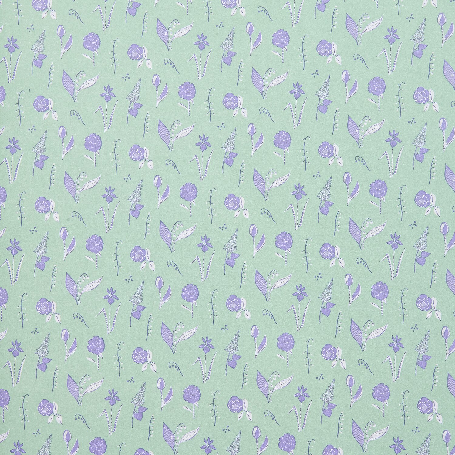 Paper Poetry Geschenkpapier Mix Frühlingsblumen zeigt ein florales Muster auf grünem Hintergrund. Ideal für kreative Geschenkverpackungen.