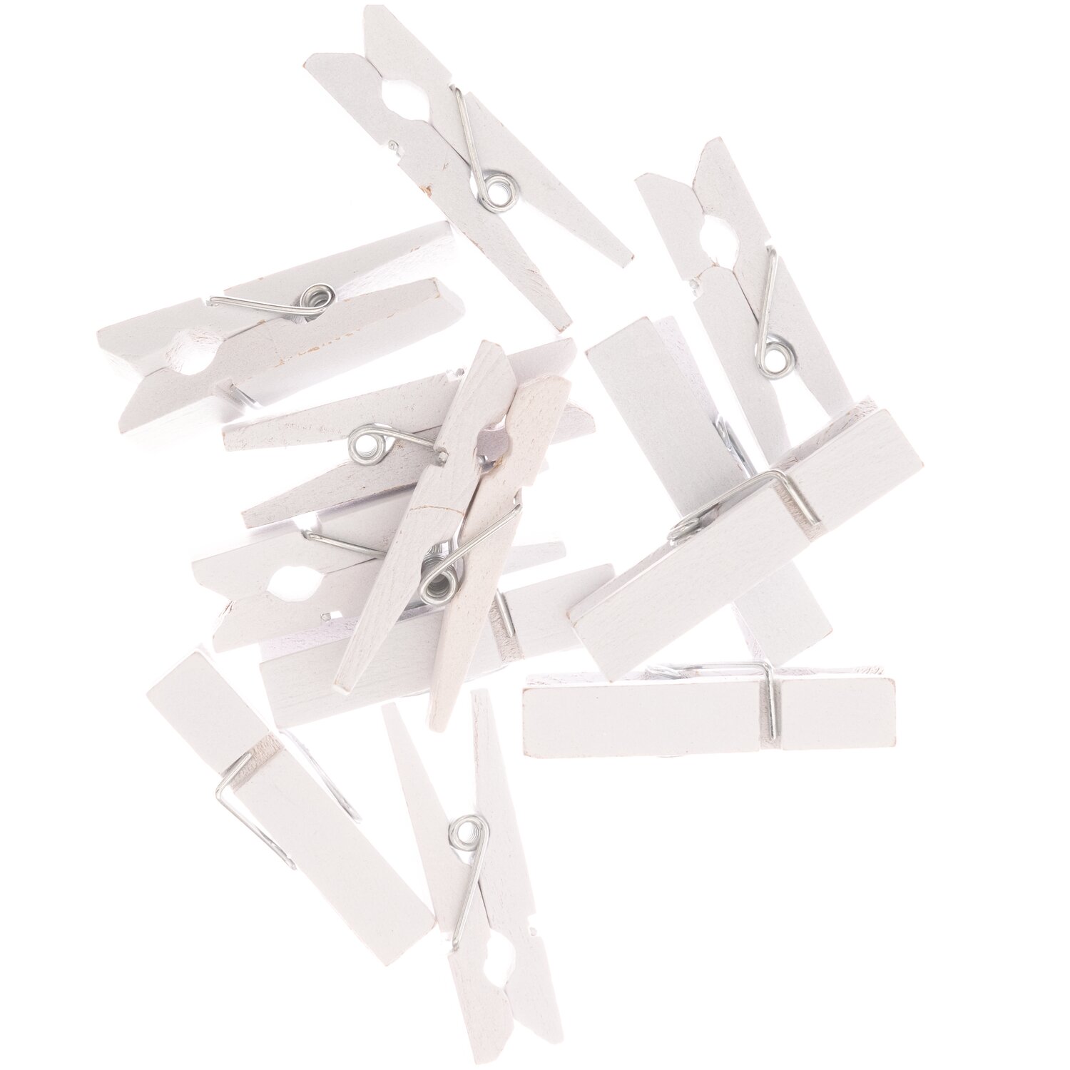 Holzklammern weiß 3,5cm 12 Stück: Weiße Klammern aus Holz, ideal für Bastelprojekte und Dekoration.