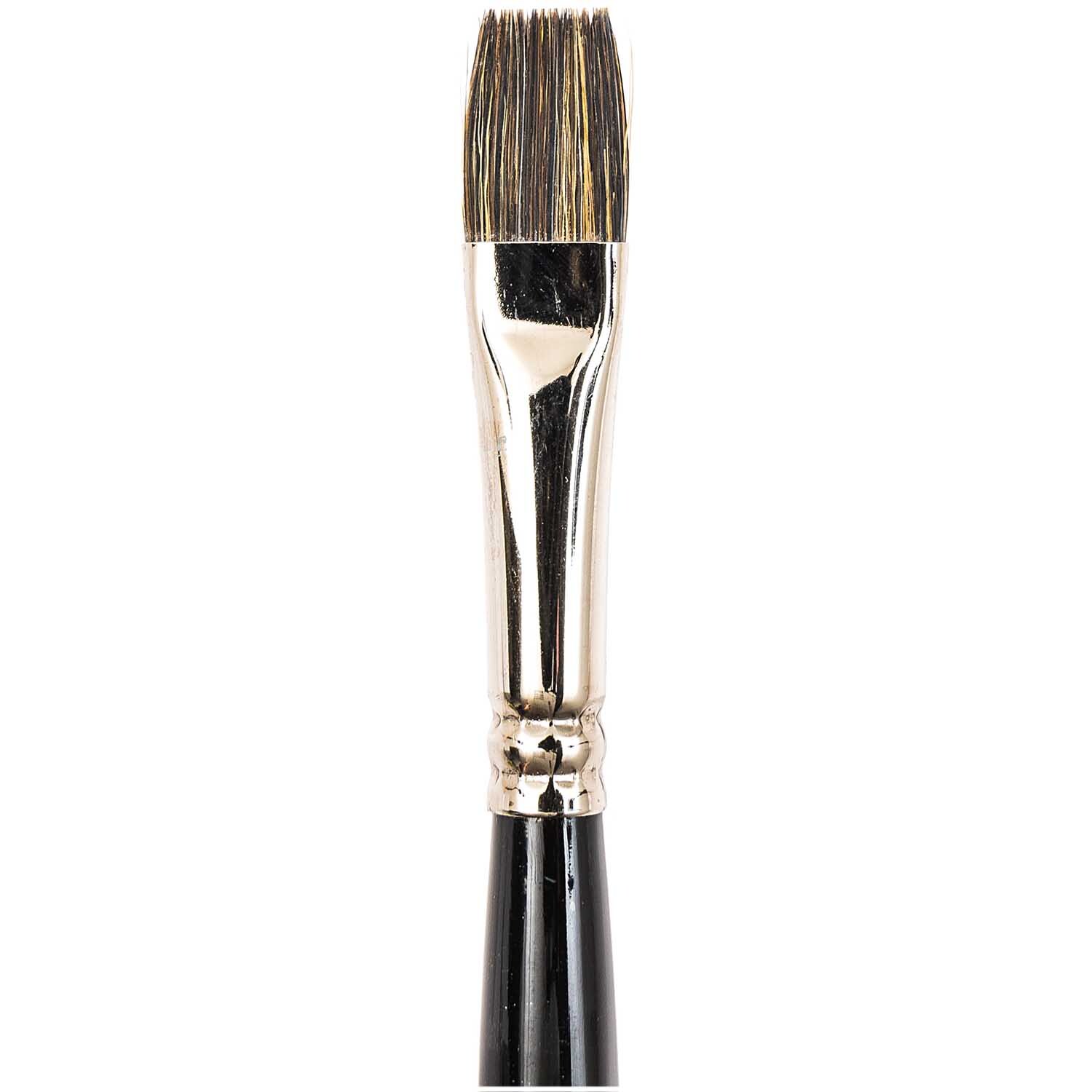 Fine Art Aquarell Mix Ergonomic flach Gr.20 Pinsel von Rico Design mit schwarzem Griff und silberner Zwinge, ideal für präzises Malen.