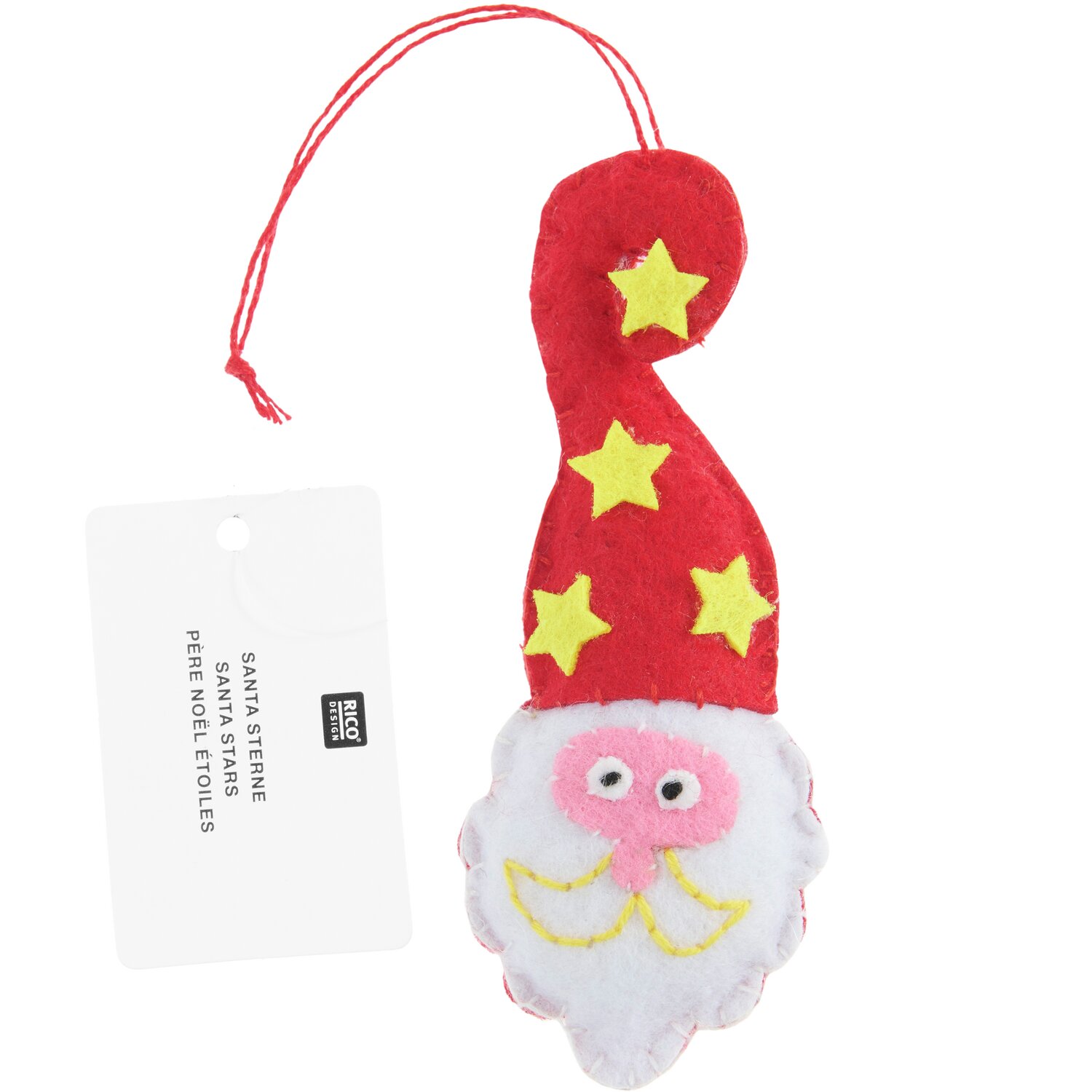 Aufhänger Filz-Santa mit Sternen Rot/Weiß 10x4x1,8cm von Rico Design