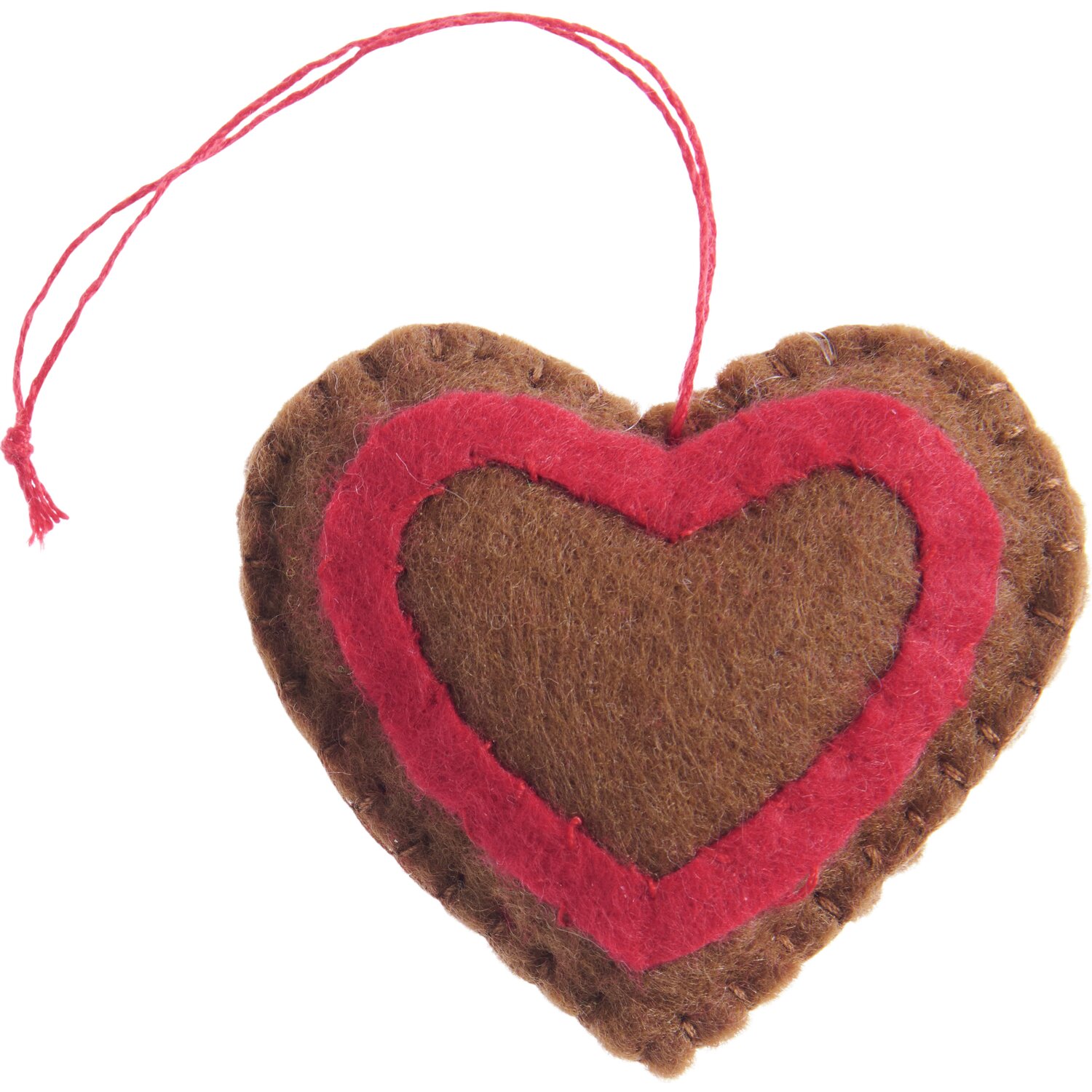 Aufhänger Filz-Gebäck Lebkuchenherz Braun/Rot 5,5x5,5x1,7cm von Rico Design