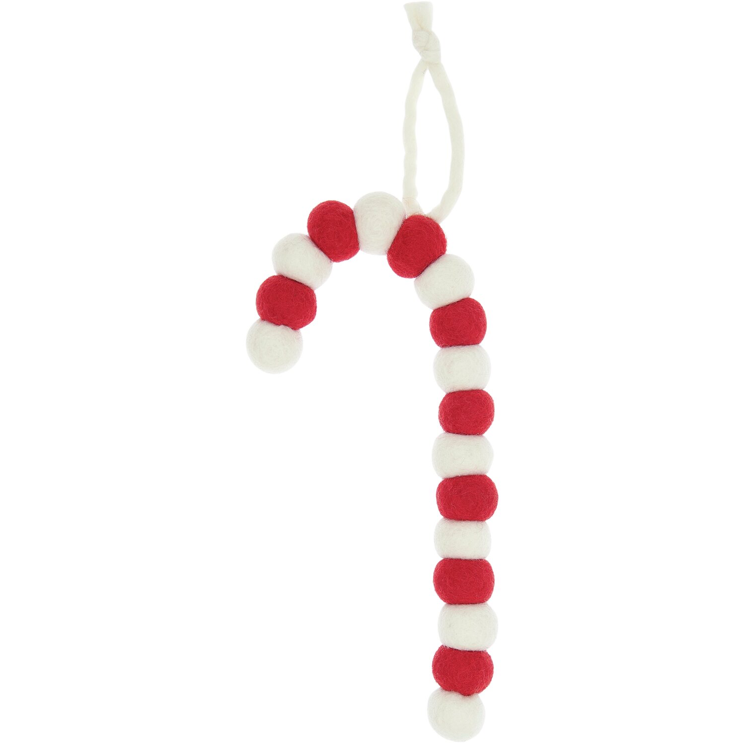 Aufhänger Filzkugeln Zuckerstange Rot/Weiß 25x10x2,5cm von Rico Design