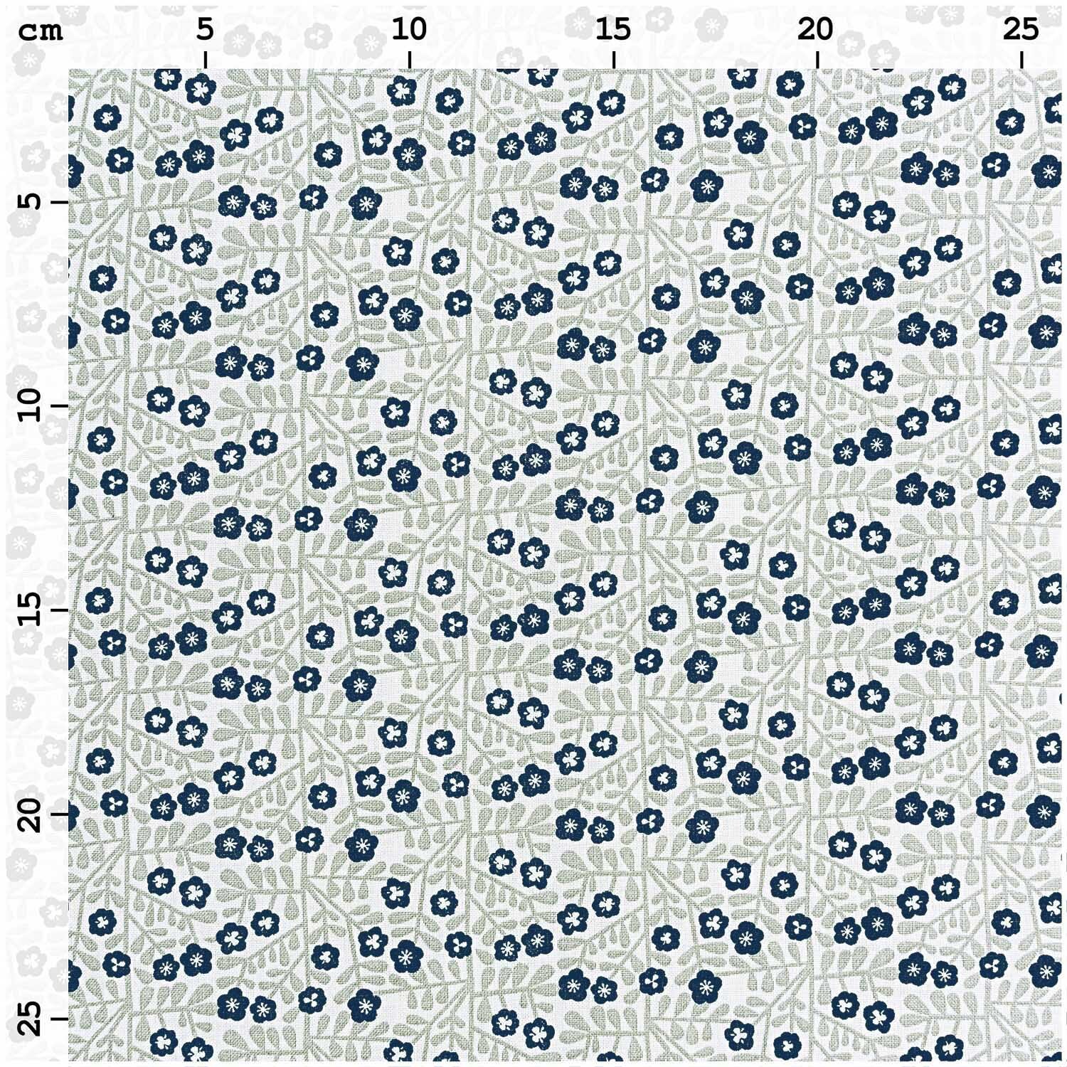 Druckstoff kleine Blumen grau-blau 140cm Druckstoff kleine Blumen grau-blau 140cm