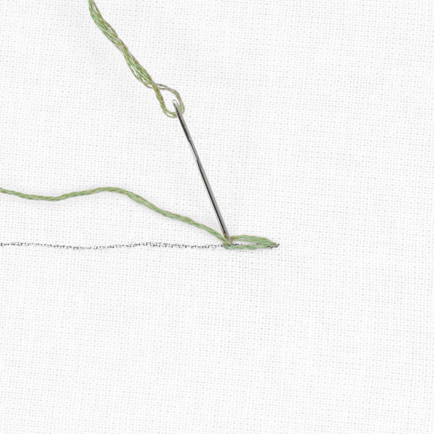 Schritt 5 in der Stickanleitung für einen Kettenstich