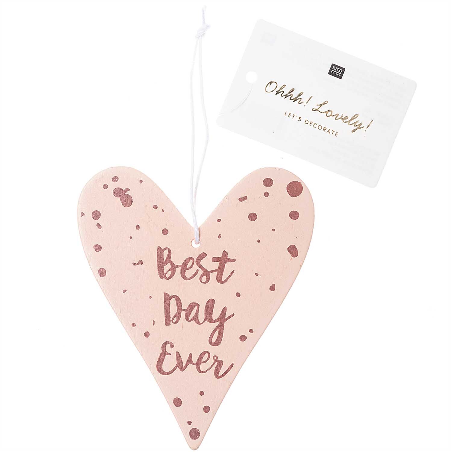Holzhänger Herz mit Spruch puder-rosegold Holzhänger Herz mit Spruch puder-rosegold