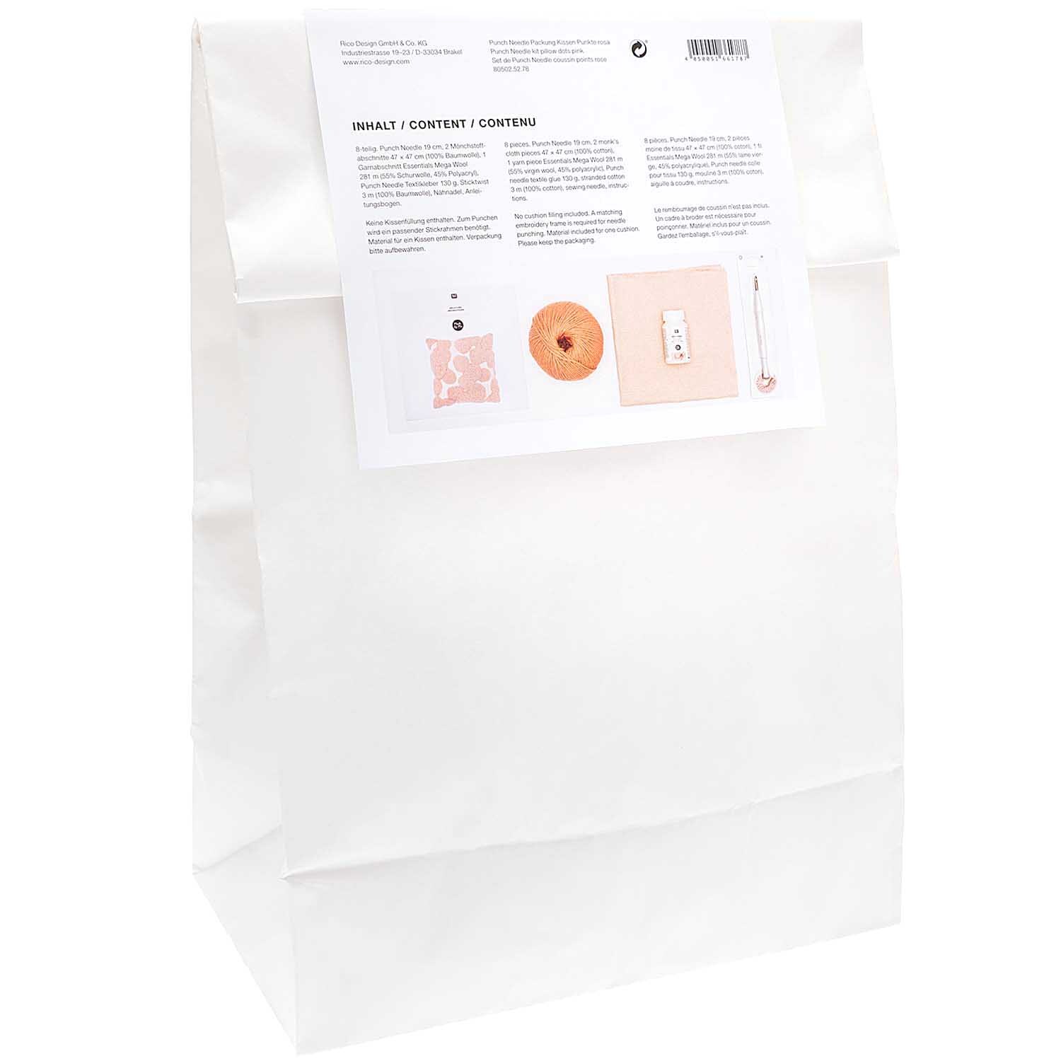 Punch Needle Packung Kissen Punkte rosa inkl. Punch Needle Punch Needle Packung Kissen Punkte rosa inkl. Punch Needle