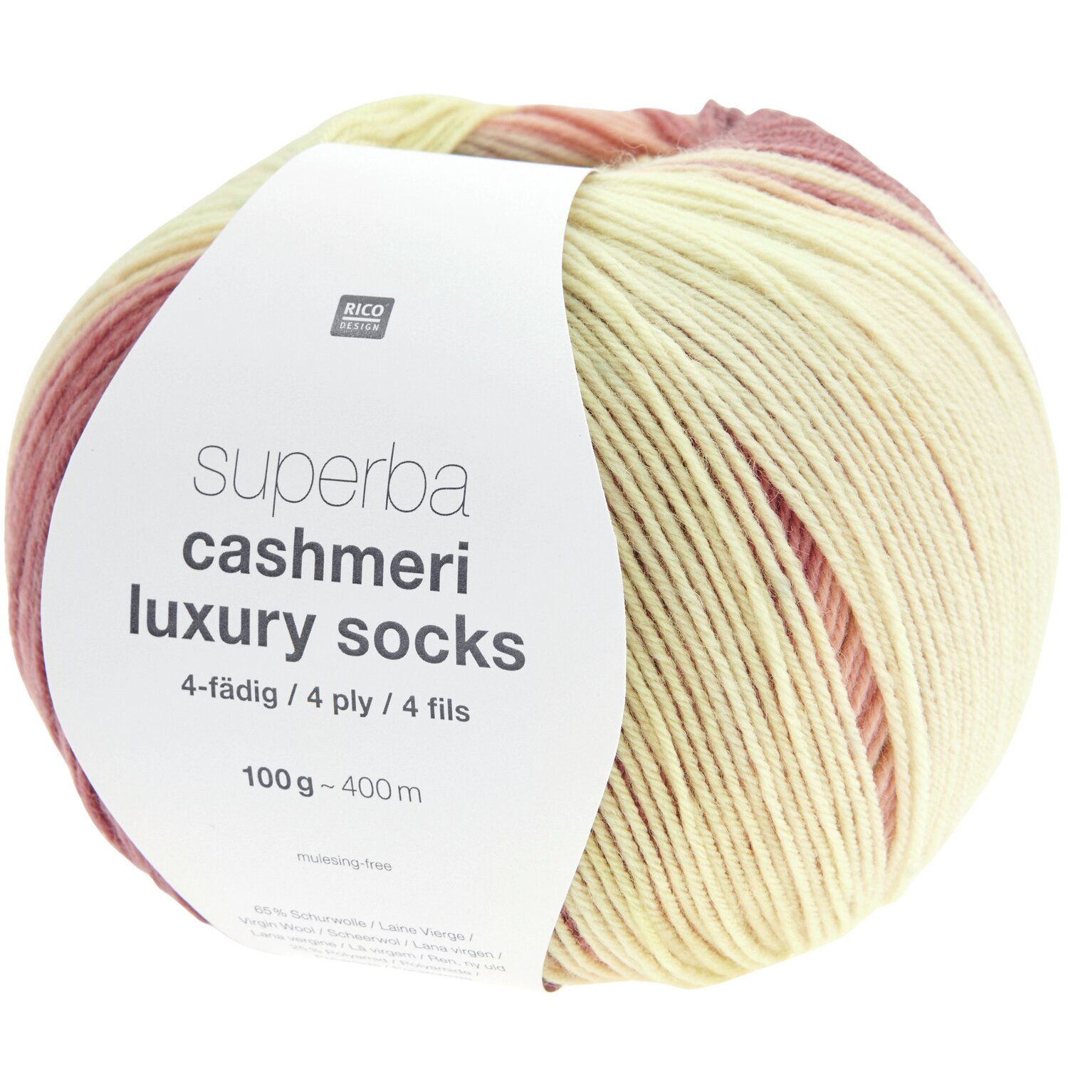 Superba Cashmeri Luxury Socks 4fädig 100g 400m Farbe Earthy Pastels von Rico Design