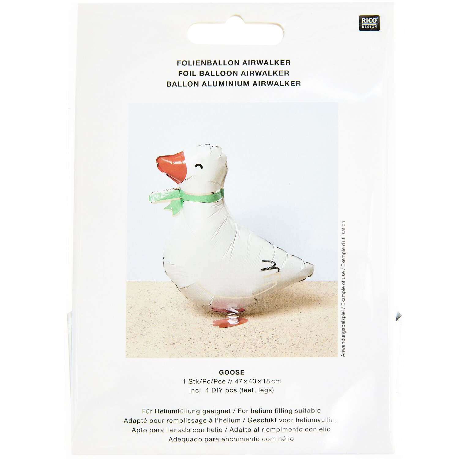 Folienballon Airwalker Gans 47x43x18cm von Rico Design