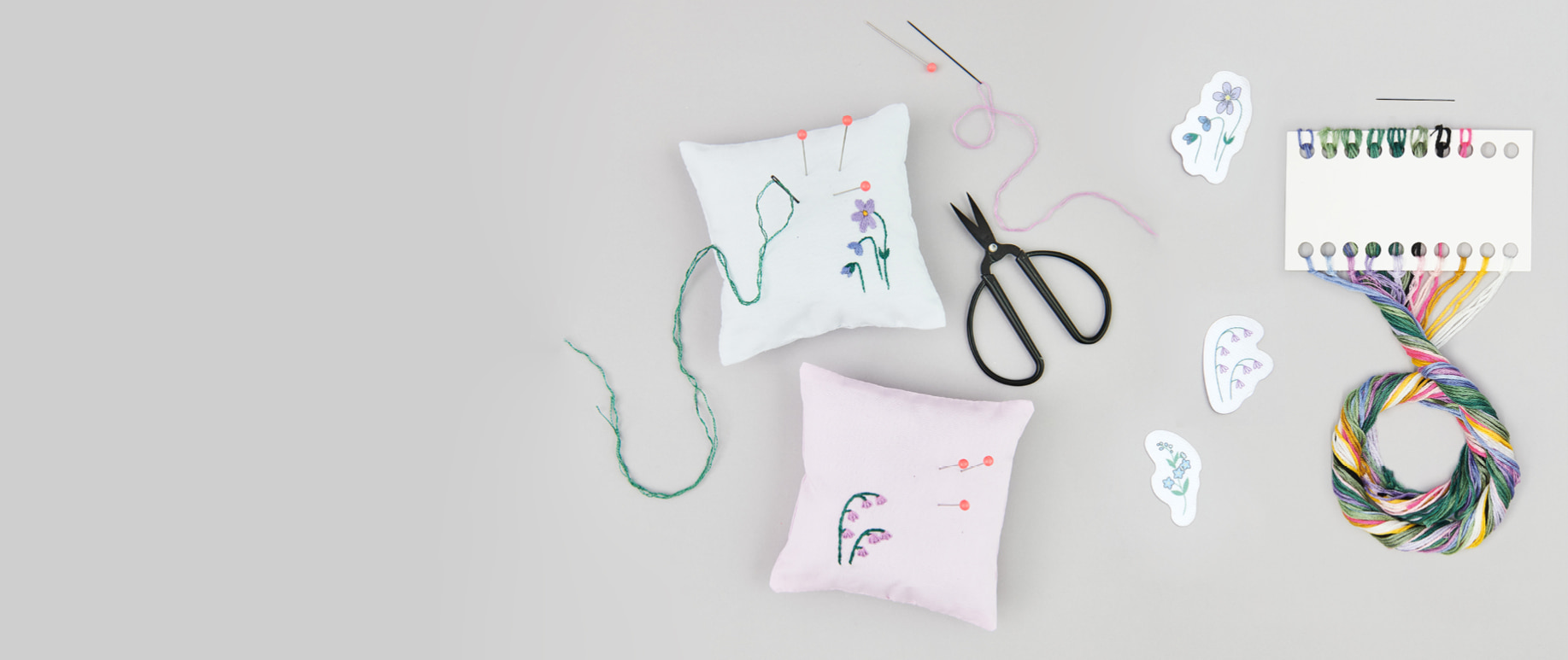 Stickzubehör und florale Stickereien mit Stick and Stitch