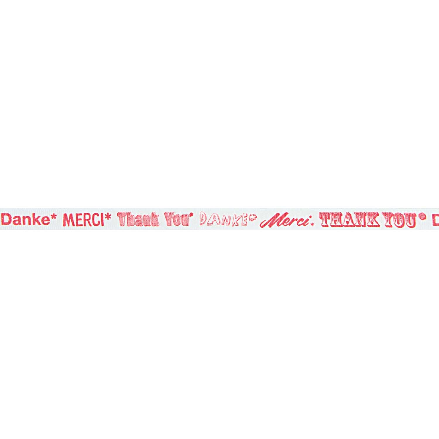 Ribbon thank you weiß-neonrot 2m