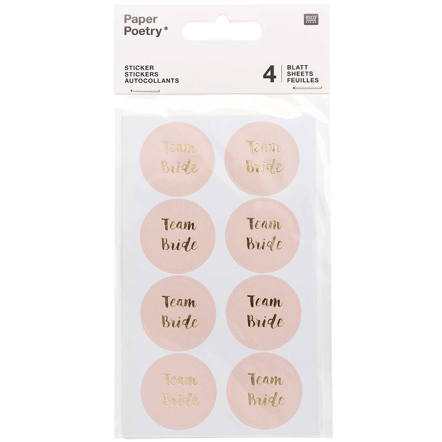 Paper Poetry Sticker Team Bride puder 4 Blatt Paper Poetry Sticker Team Bride puder 4 Blatt