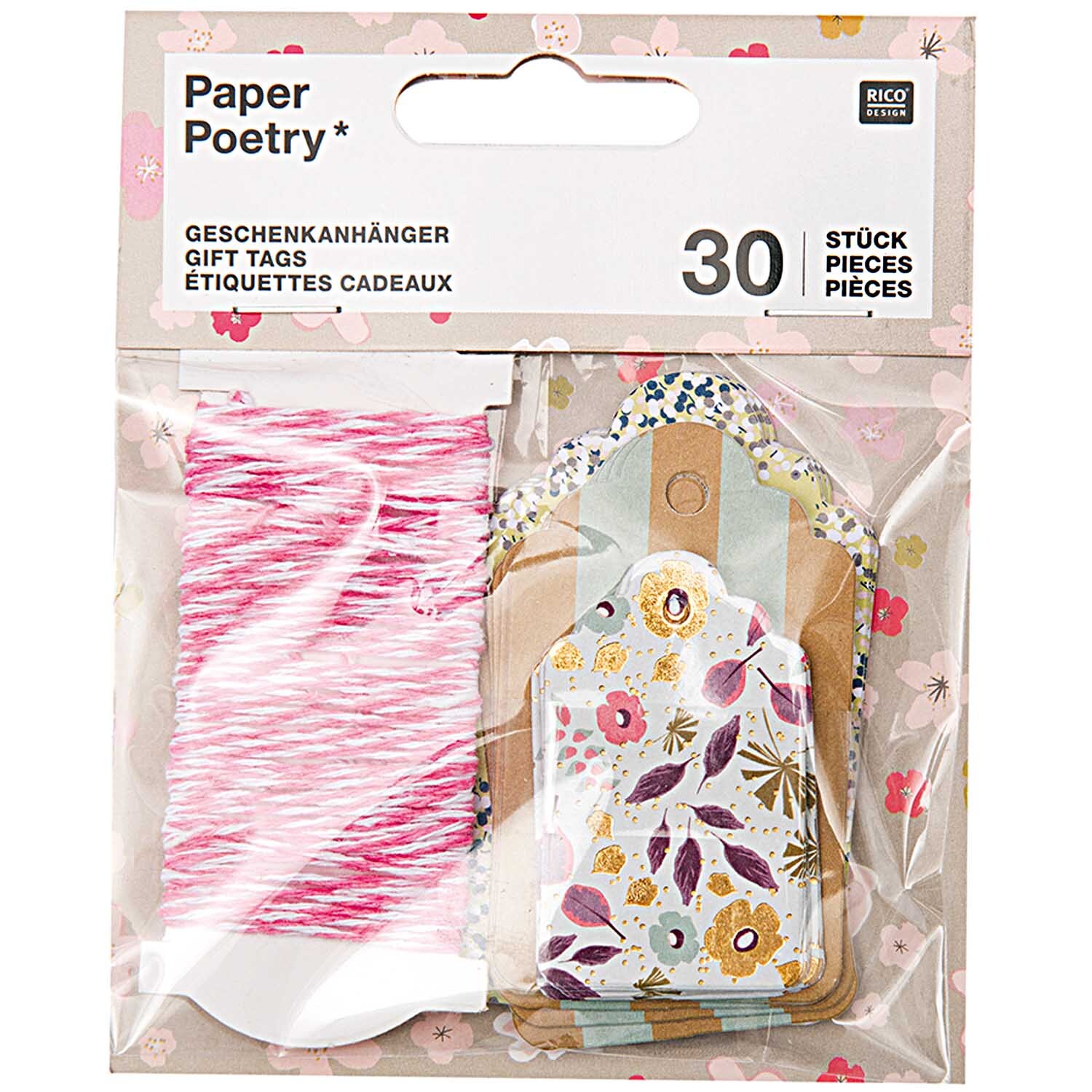 Paper Poetry Geschenkanhänger 30 Stück von Rico Design