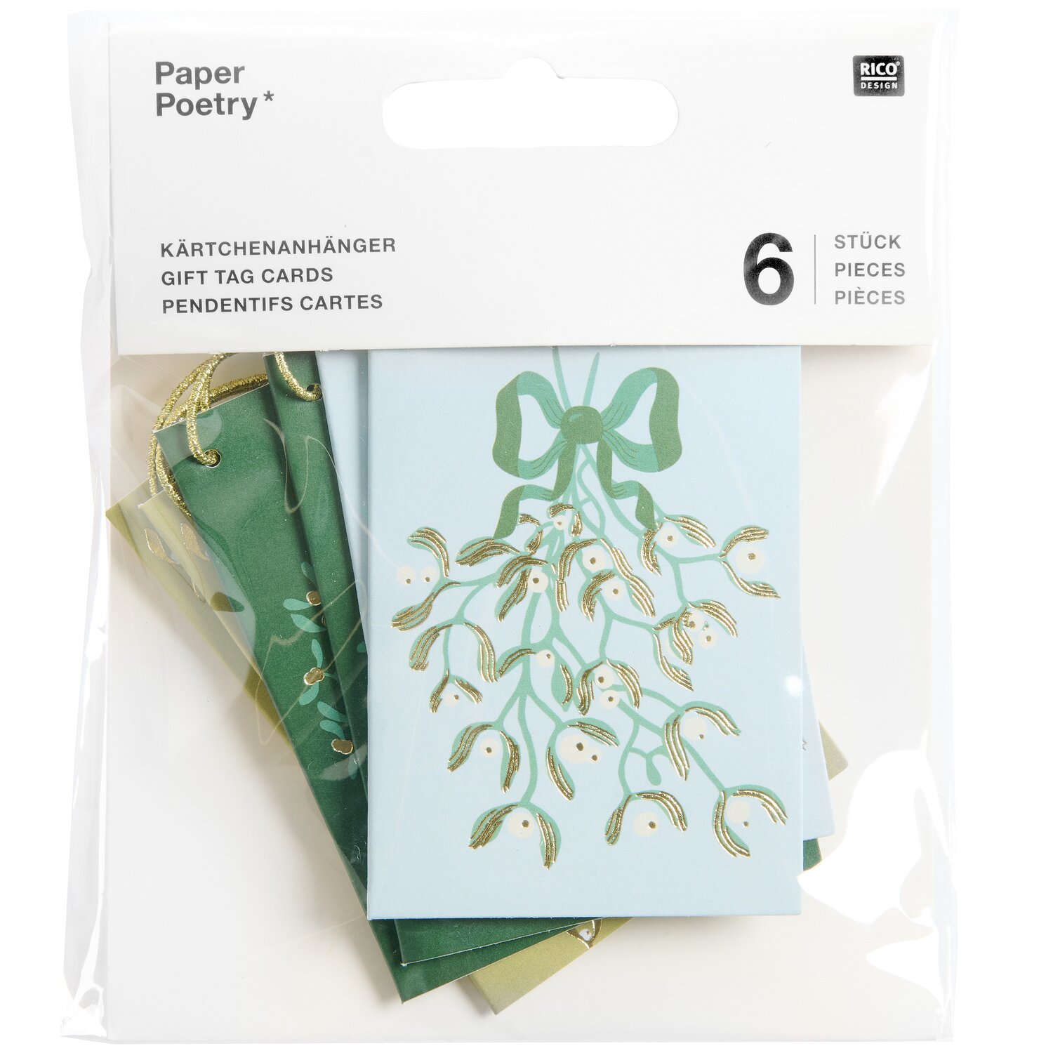 Paper Poetry Kärtchenanhänger Advent Advent Mistelzweige 6 Stück von Rico Design