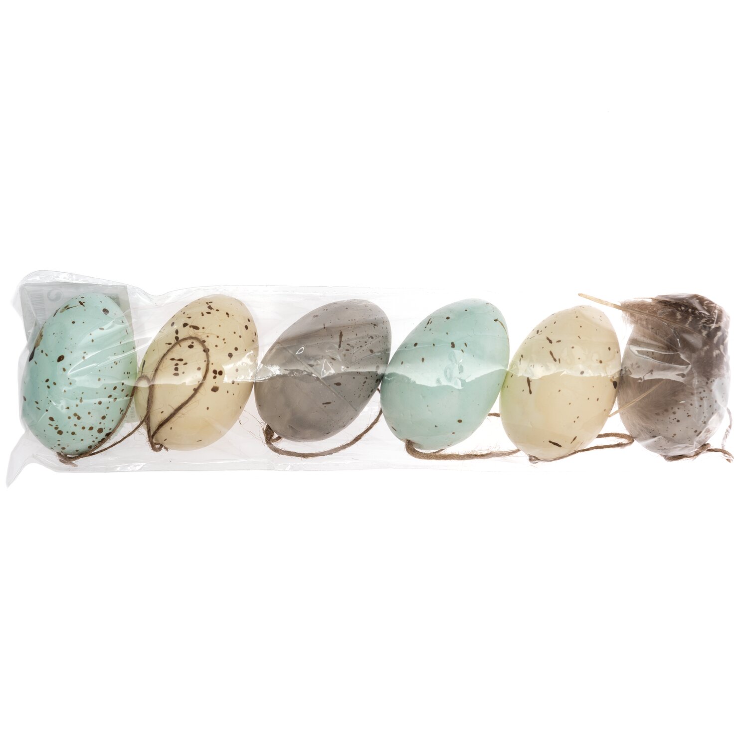 Eier mit Federn pastell Mix 6cm 6 Stück von Rico Design