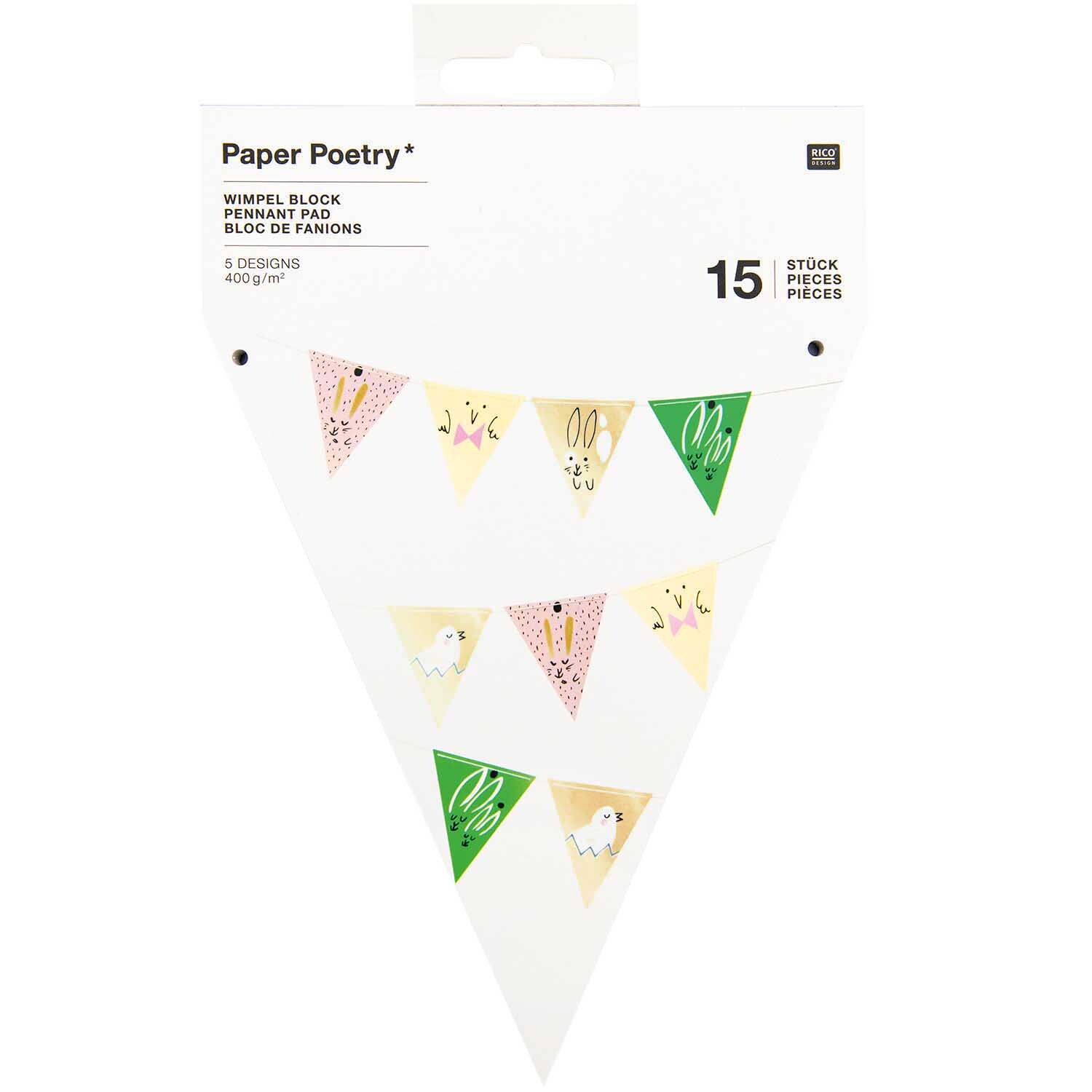 Paper Poetry Wimpel-Block Bunny Hop 13x14,7cm 15 Stück Paper Poetry Wimpel-Block Bunny Hop 13x14,7cm 15 Stück