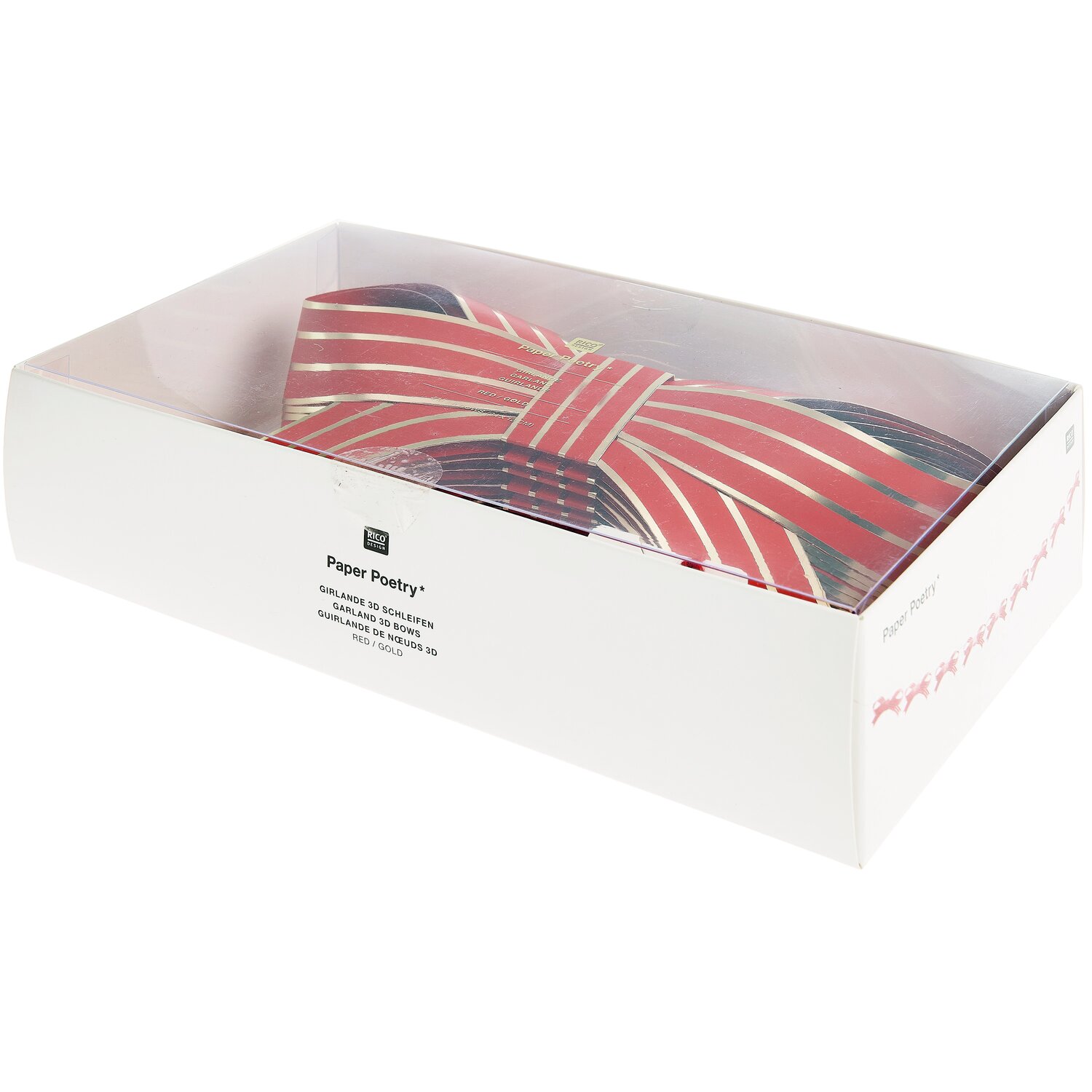 Paper Poetry Girlande 3D Schleifen Farbe Rot/Gold von Rico Design