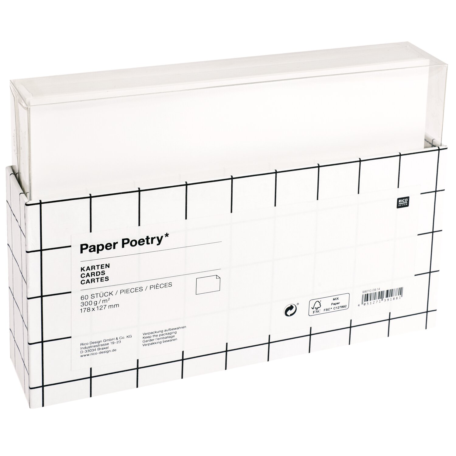 Paper Poetry Karten weiß 60-teilig von Rico Design