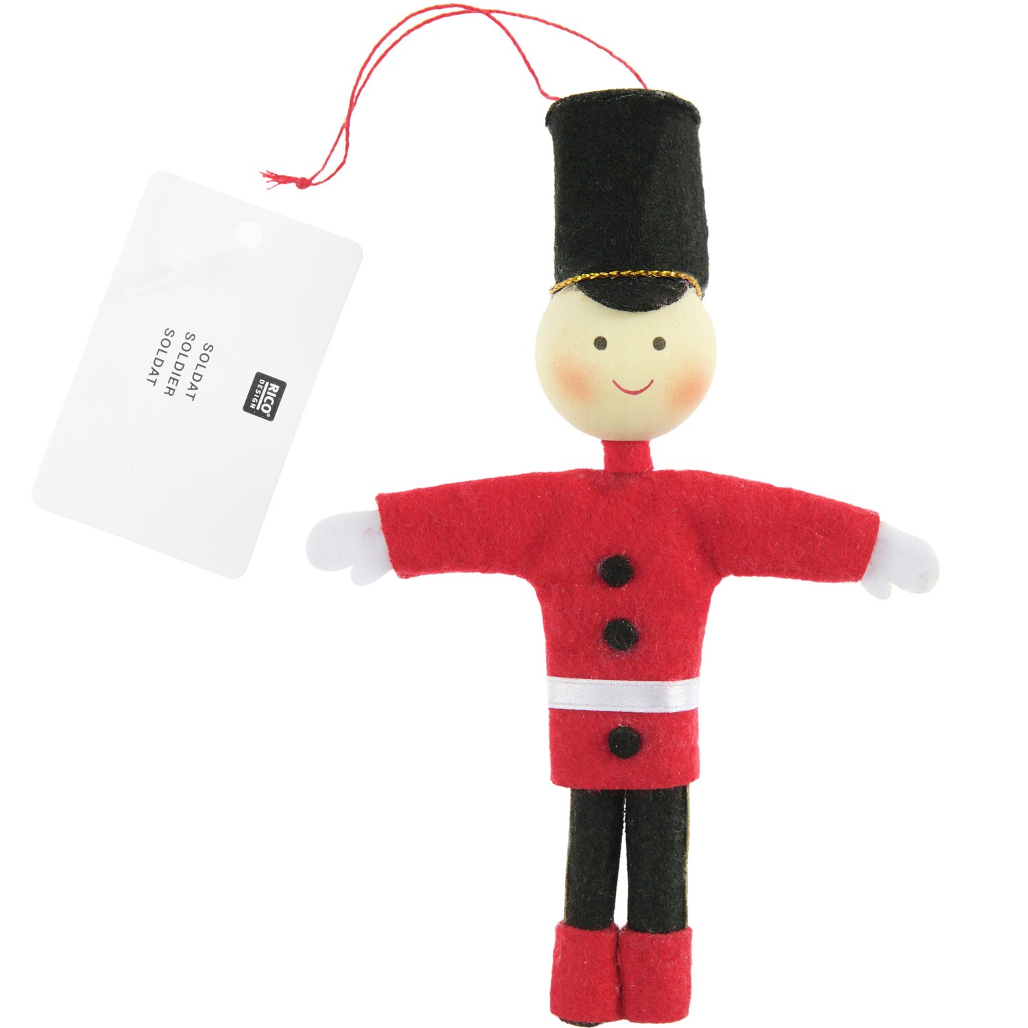 Aufhänger Filz-Soldat Rot/Schwarz 14,5x10x2,8cm von Rico Design
