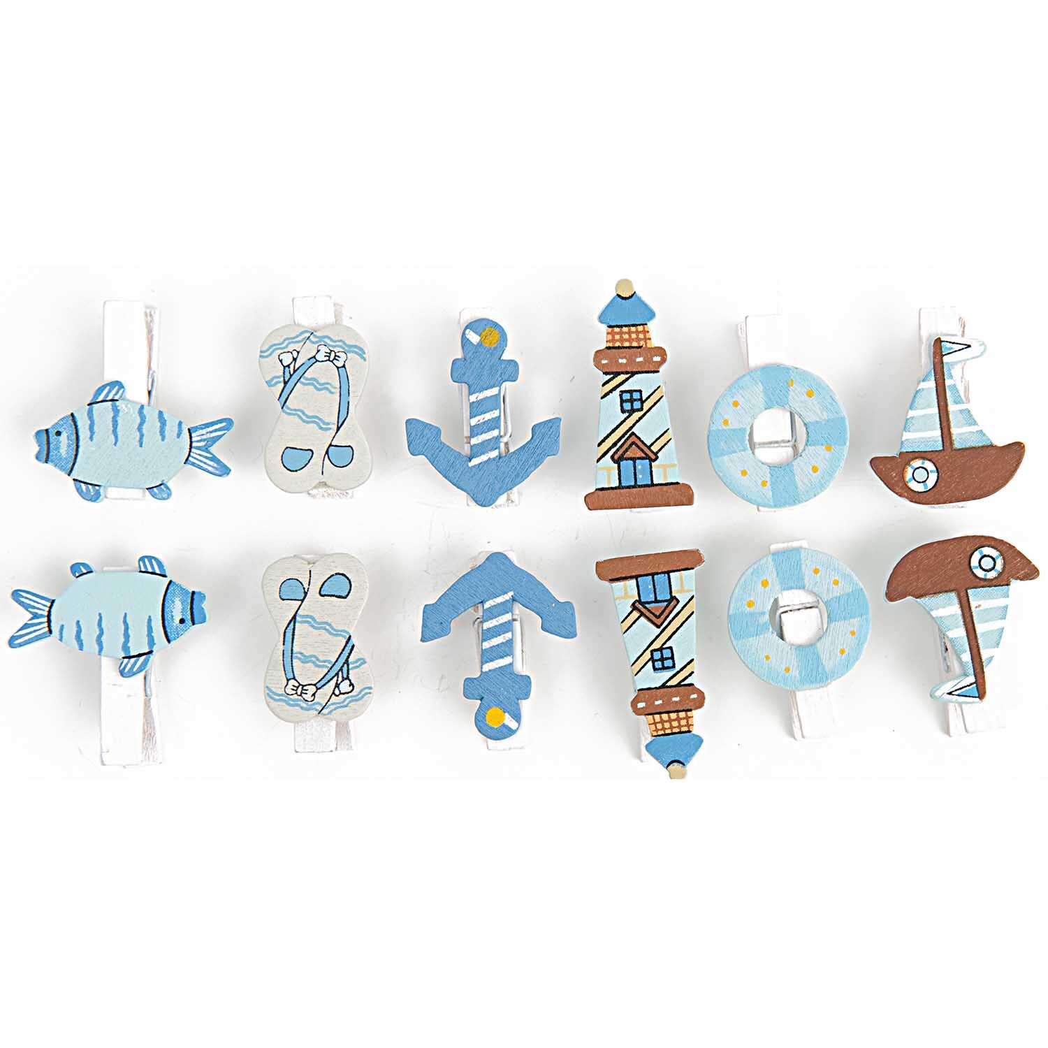 Klammer Maritim 3,5cm 12 Stück Holz von Rico Design