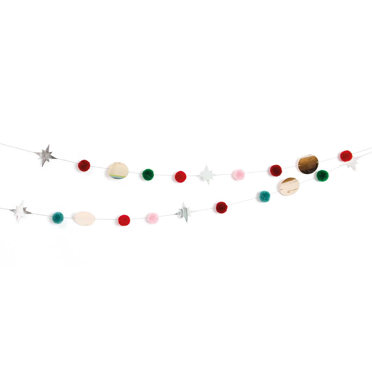 Garnpompon-Girlande rot-grün 2,2m Garnpompon-Girlande rot-grün 2,2m