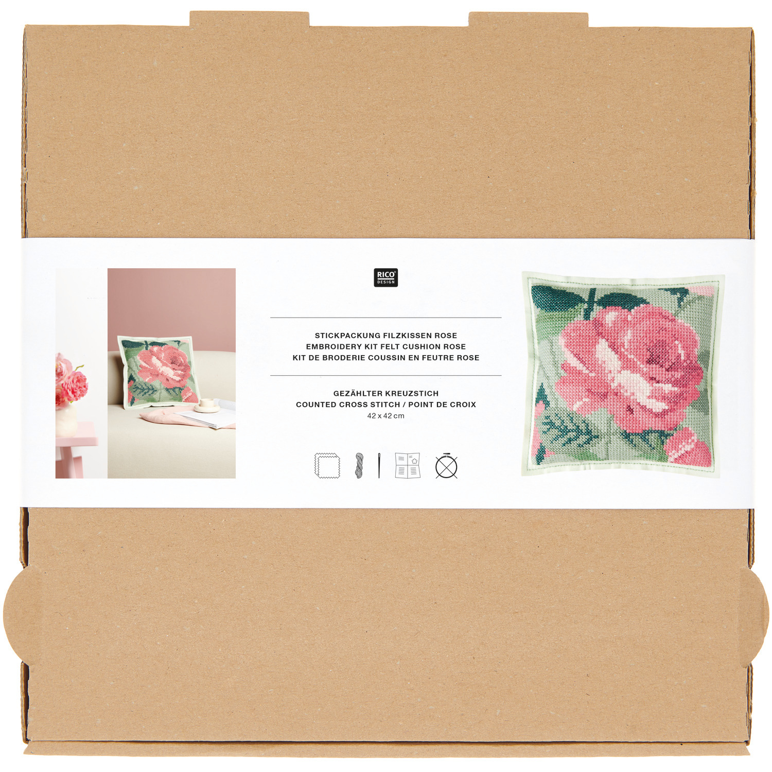 Filzkissen zum Besticken Rose Filzkissen zum Besticken Rose