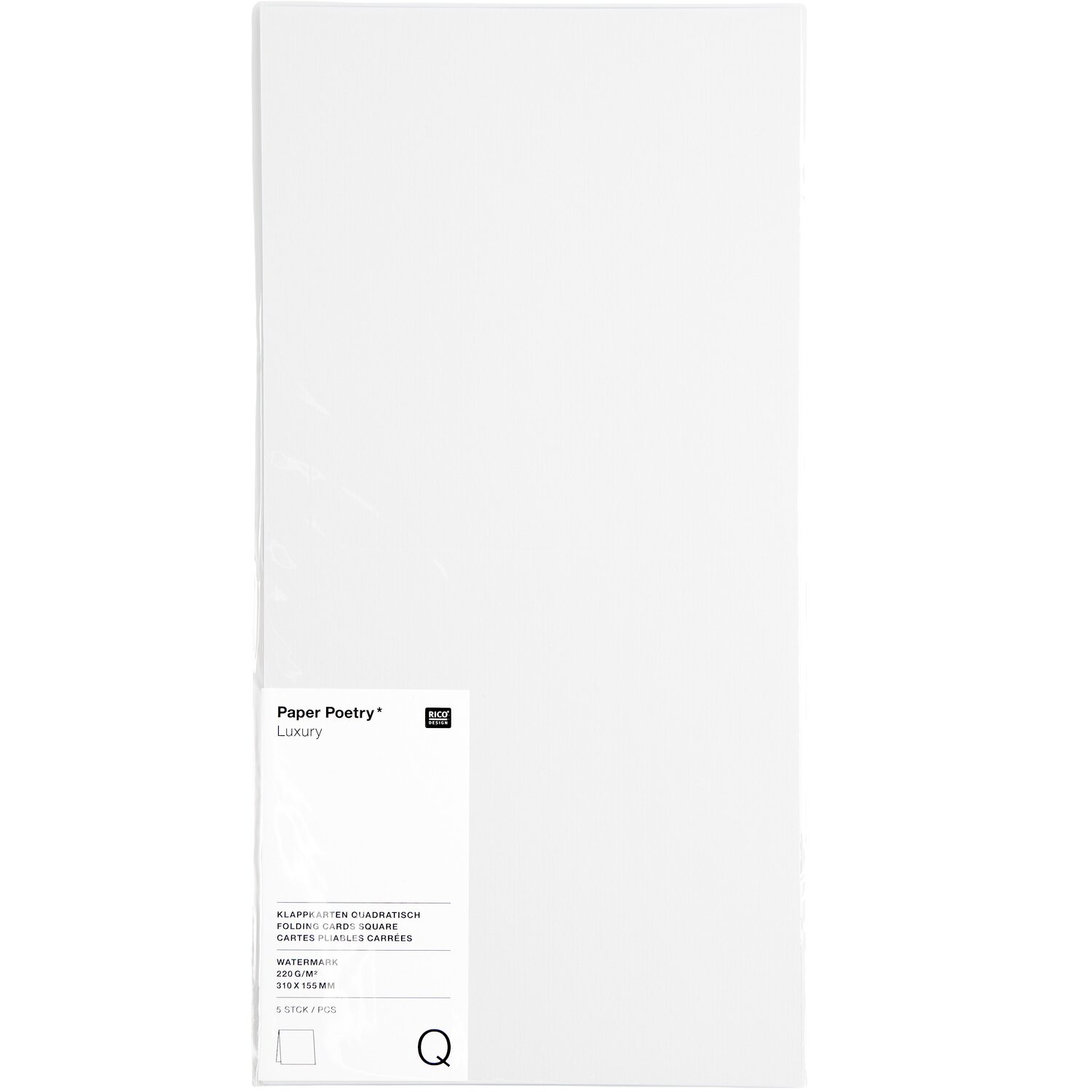 Paper Poetry Luxury Karten Quadratisch 5 Stück Farbe Weiß von Rico Design