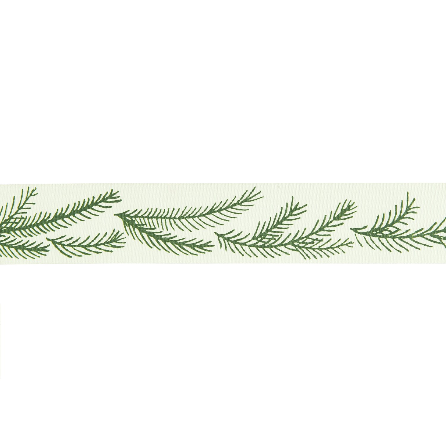 Paper Poetry Taftband mit grünen Zweigen auf cremefarbenem Hintergrund, 38mm x 3m, von Rico Design.