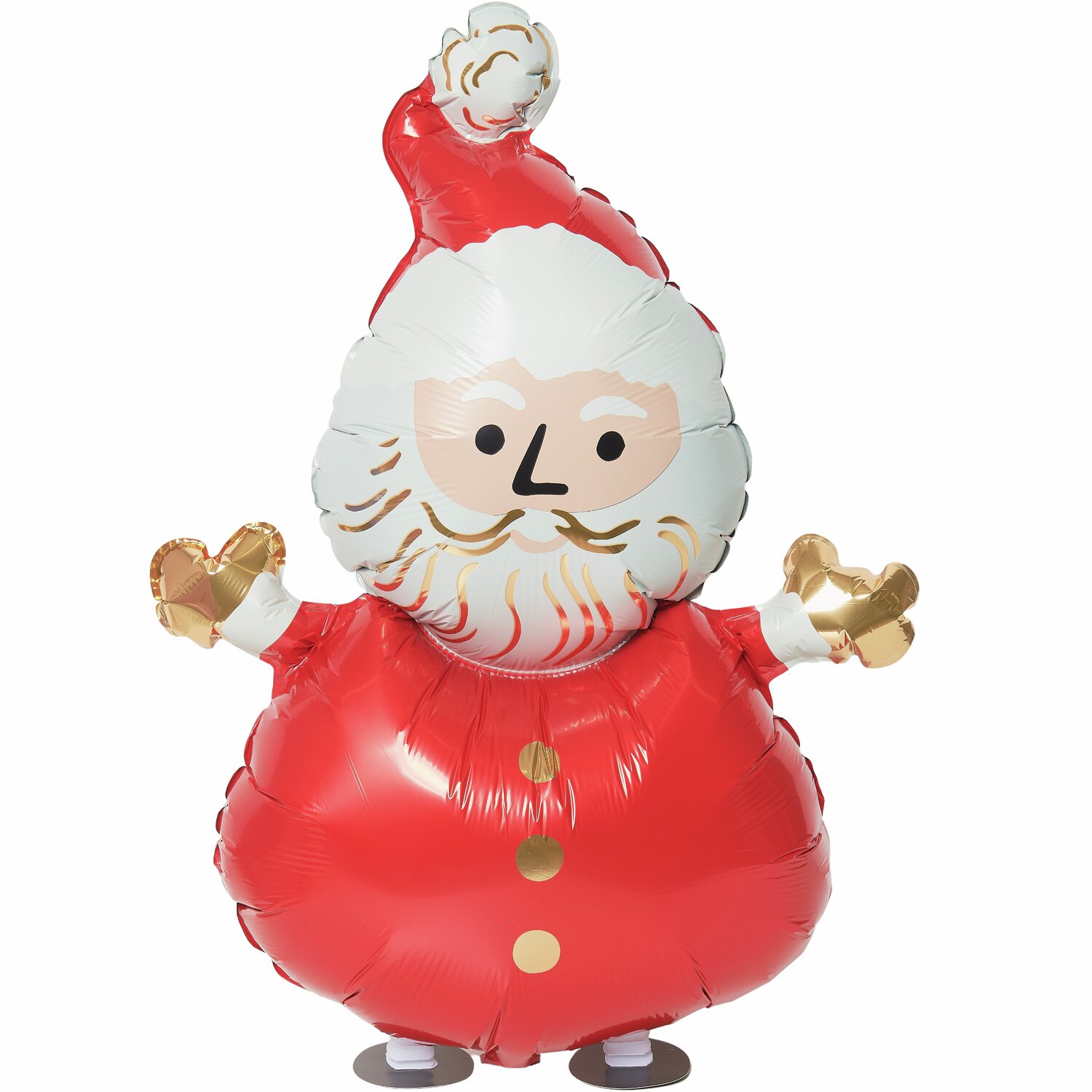 Folienballon Weihnachtsmann laufend von Rico Design: Ein roter, fröhlicher Weihnachtsmann-Ballon mit goldenen Handschuhen.