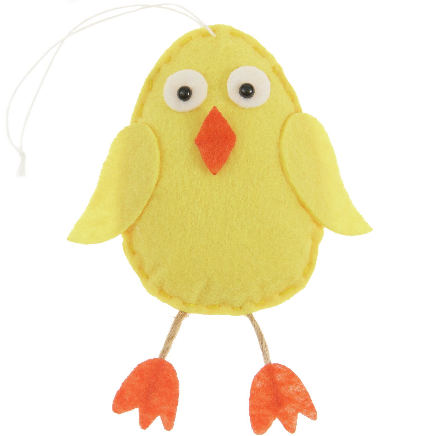 Aufhänger Filz-Küken Gelb: Niedliches gelbes Küken aus Filz mit orangefarbenem Schnabel und Füßen. Maße 10,5x7x2,2cm.