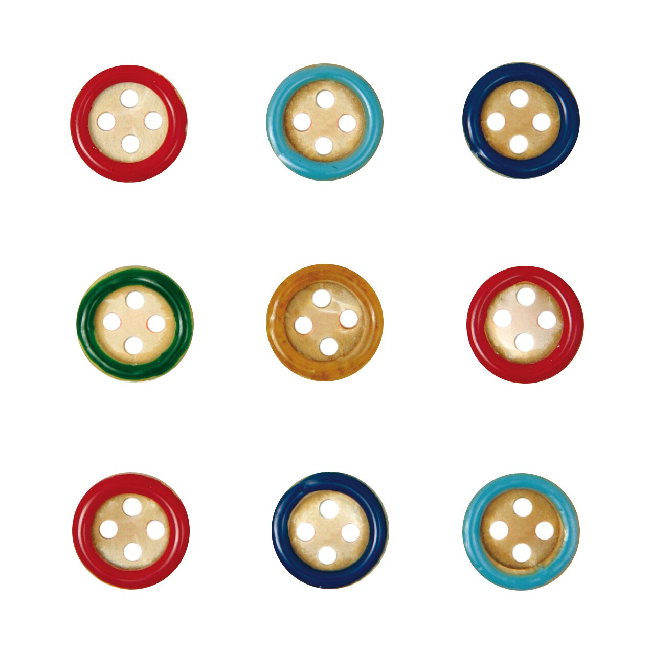 Holzknopf Mix Rand mehrfarbig 1,1cm 9 Stück von Rico Design