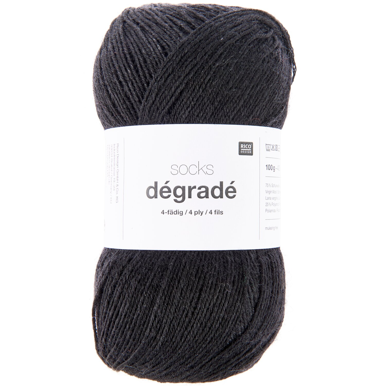 Socks Dégradé 4-fädig 100g 400m Farbe Schwarz von Rico Design