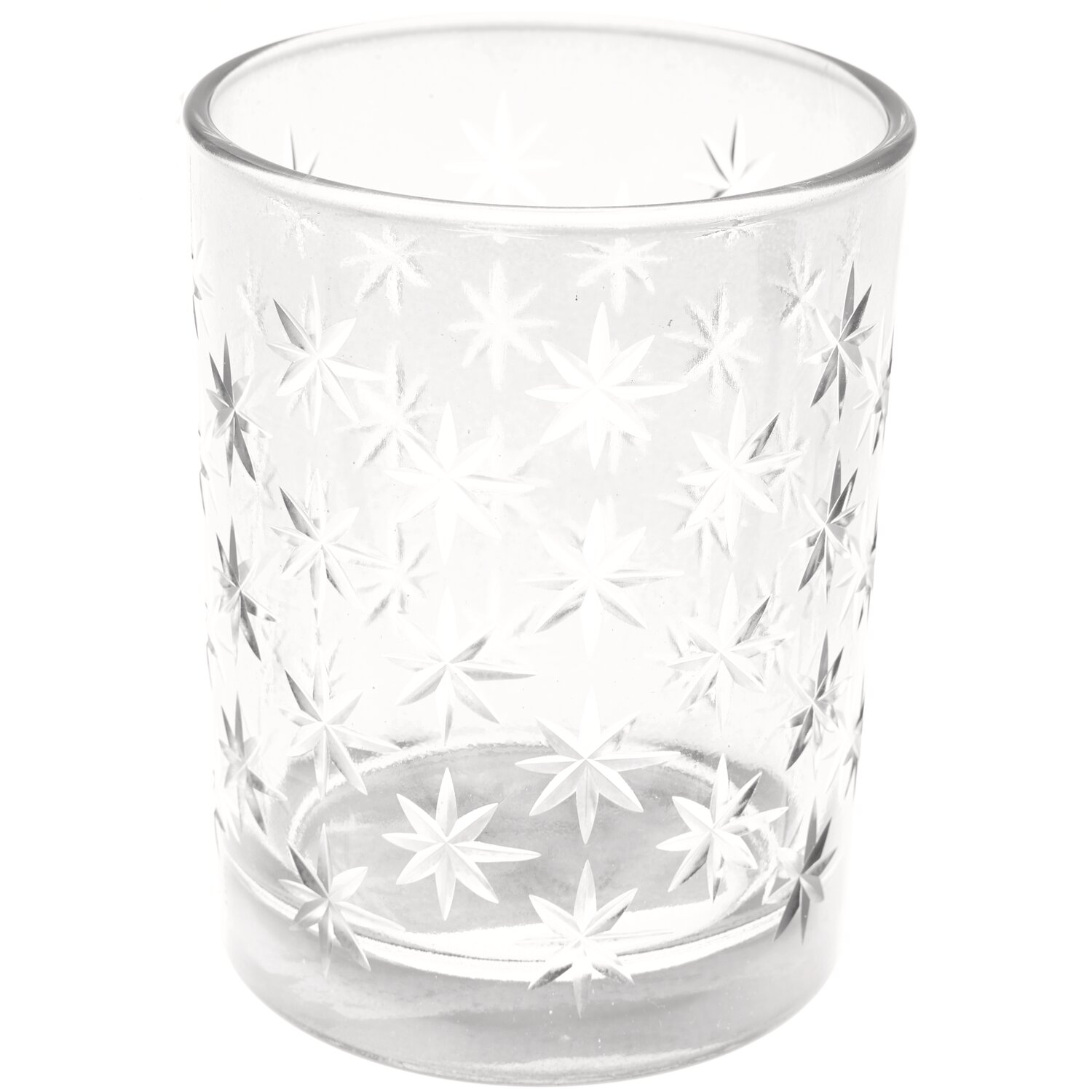 Glaswindlicht grau mit Sternenmuster, ideal für stimmungsvolle Beleuchtung. Perfekt für moderne Dekoration.