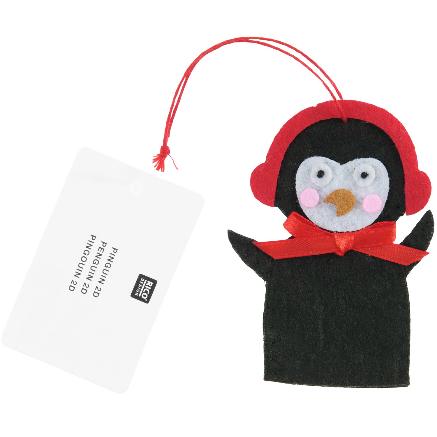 Aufhänger Filz-Pinguin flach Schwarz 7,3x5,3x0,4cm von Rico Design