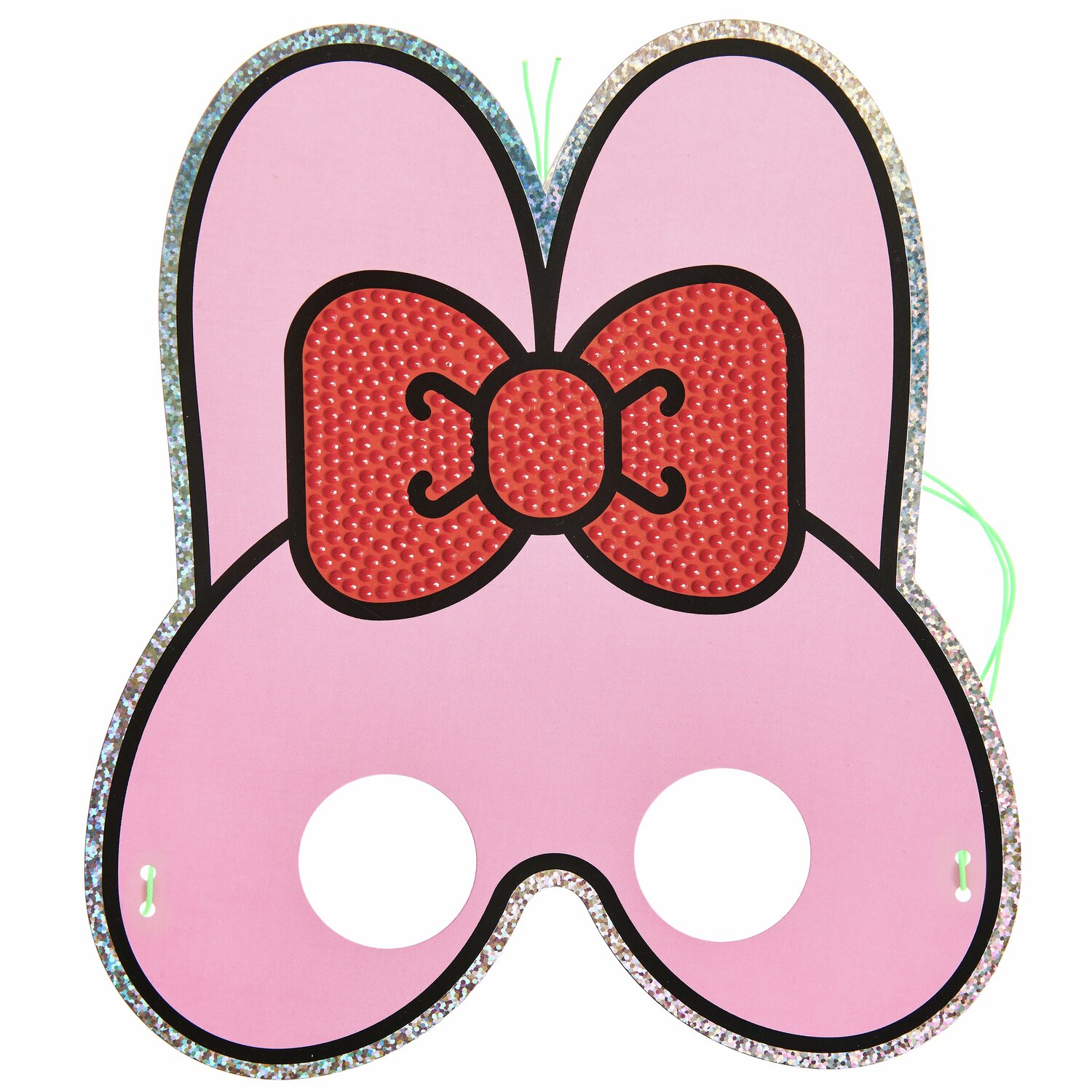 Diamond Painting Masken Tiere, rosa Maske mit roter Schleife, 52-teilig, von Rico Design.