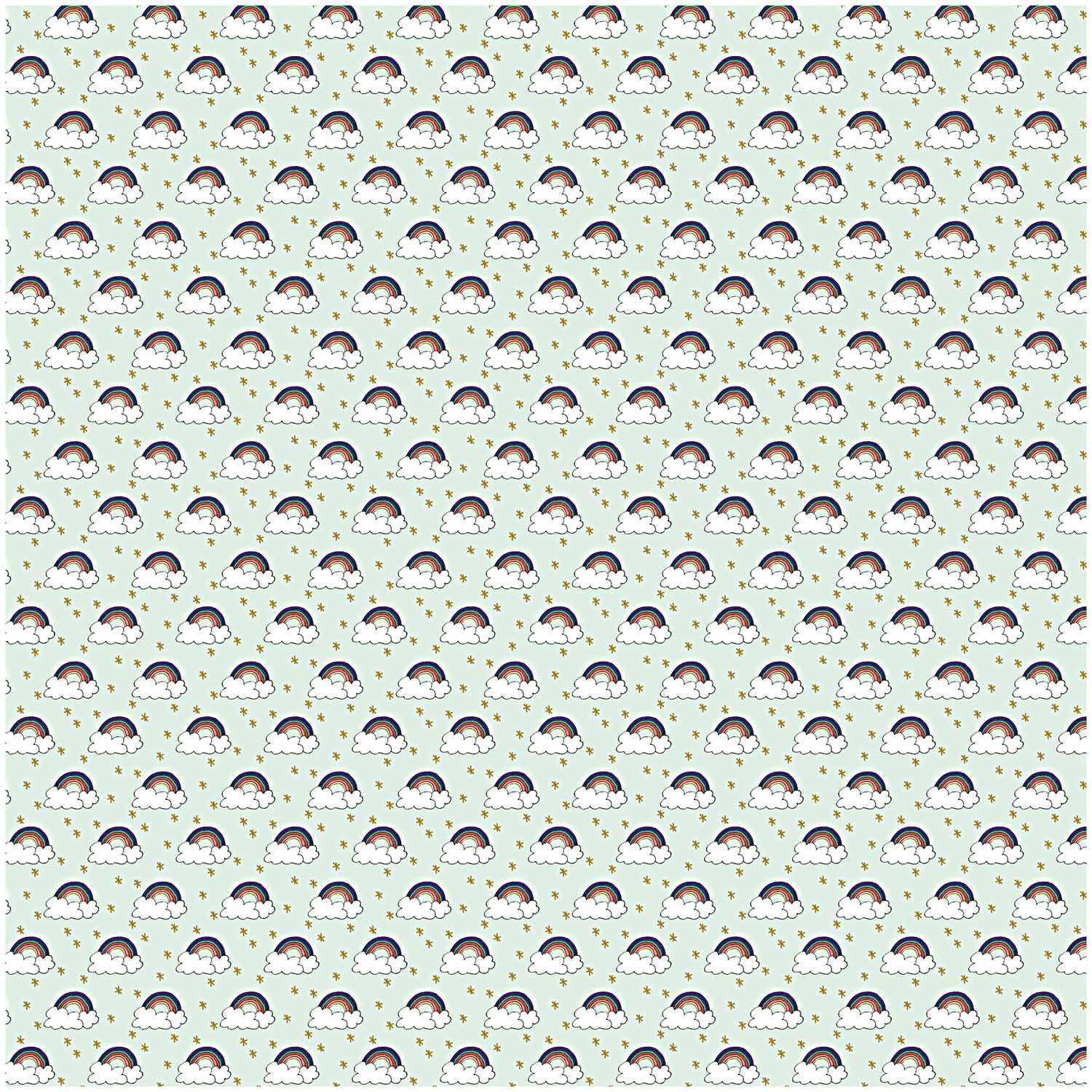 Stoff Regenbogen mint-gold 50x140cm Stoff Regenbogen mint-gold 50x140cm