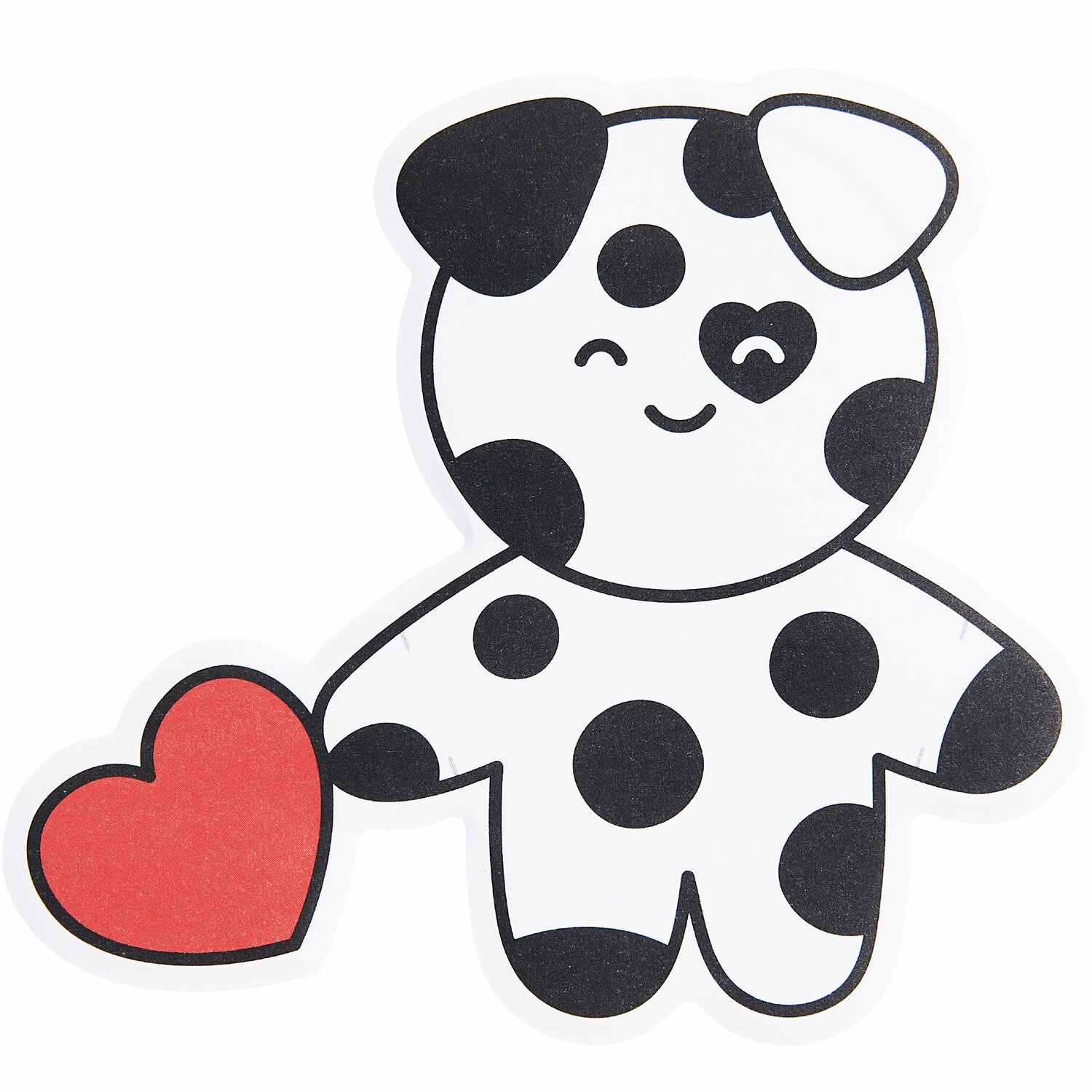 Paper Poetry Haftnotizen Dalmatiner in Herzform, schwarz-weiß mit roten Akzenten, 86x77mm, 25 Blatt.