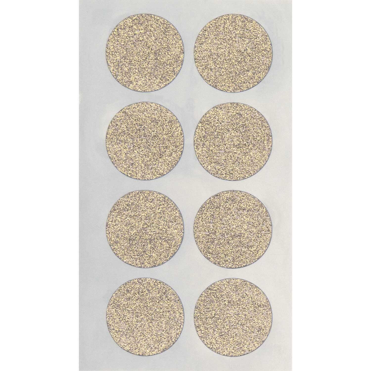 Paper Poetry Sticker Kreise Glitter gold, 8 glitzernde goldene Kreise auf einem Blatt von Rico Design.