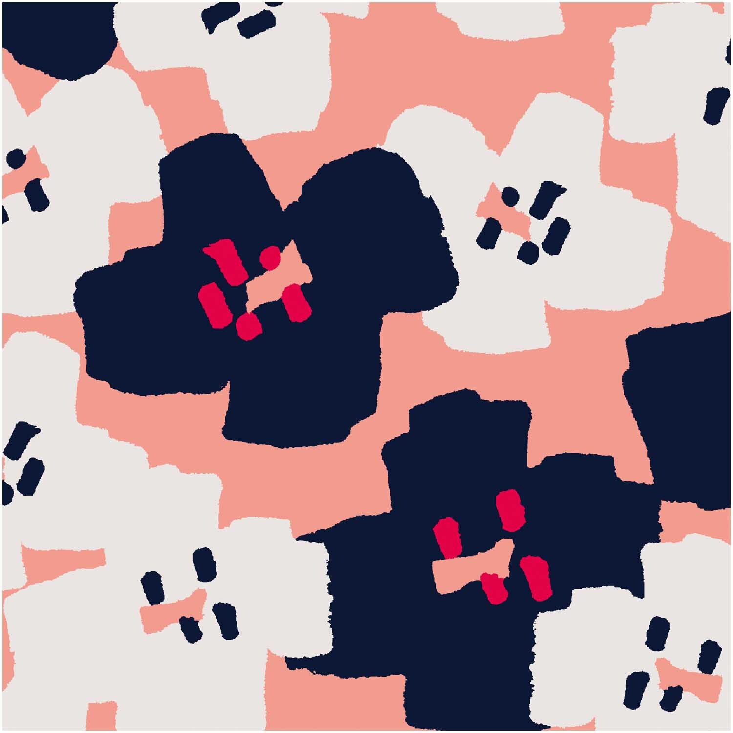 Druckstoff Okina Hana Blumen schwarz-pink 50x140 beschichtet