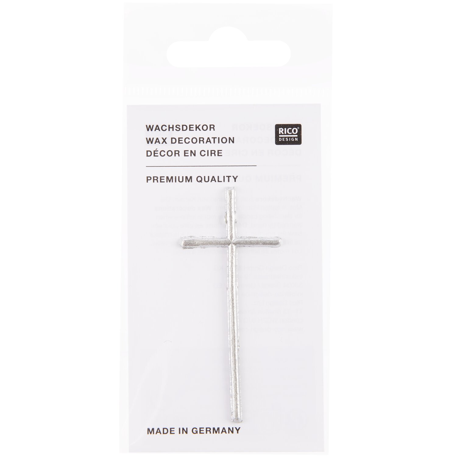 Wachsdekor Kreuz mittel Farbe Silber von Rico Design