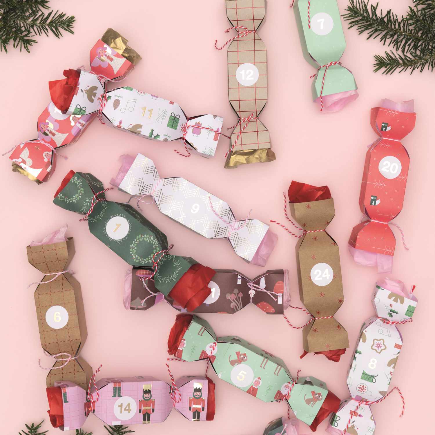 Anleitung Adventskalenderboxen in Bonbonform von Rico Design