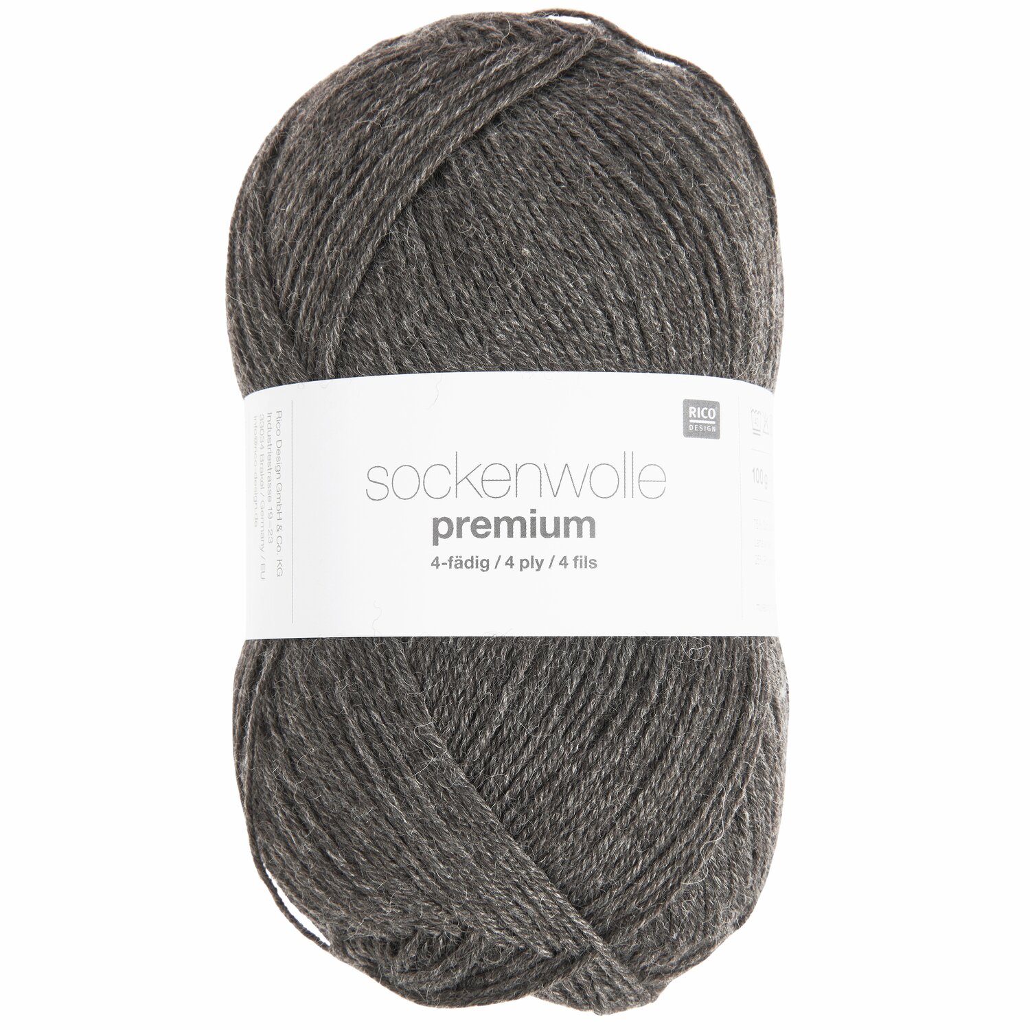 Sockenwolle Premium 4-fädig von Rico Design in Braun, 100g 380m, ideal für warme Stricksocken.