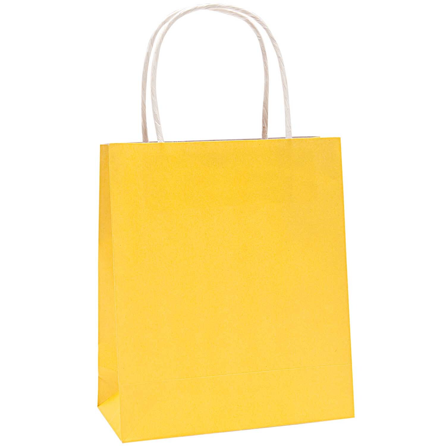 Papiertüte gelb von Rico Design mit robusten Griffen, ideal für Geschenke oder Einkäufe.