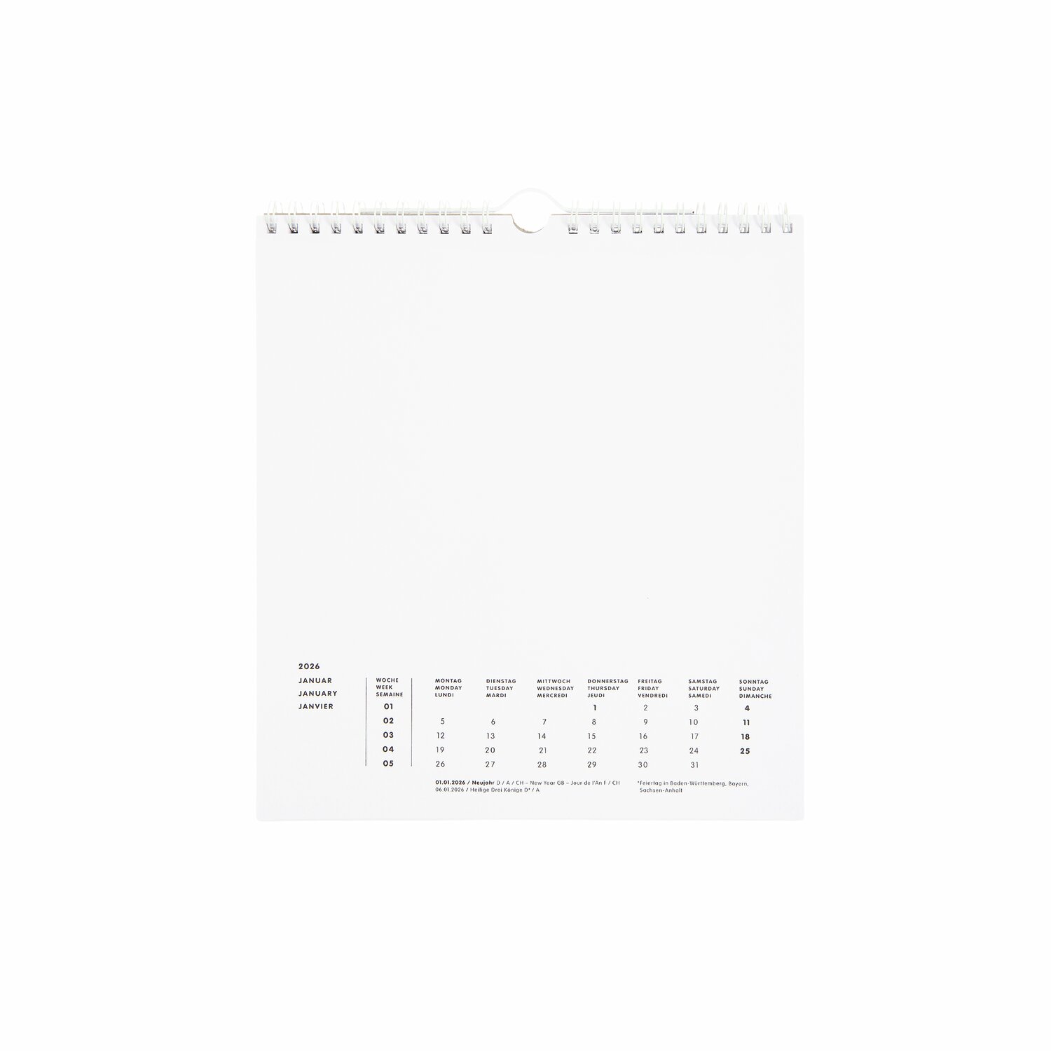 Bastelkalender 2026 21,5x24cm Farbe Weiß von Rico Design