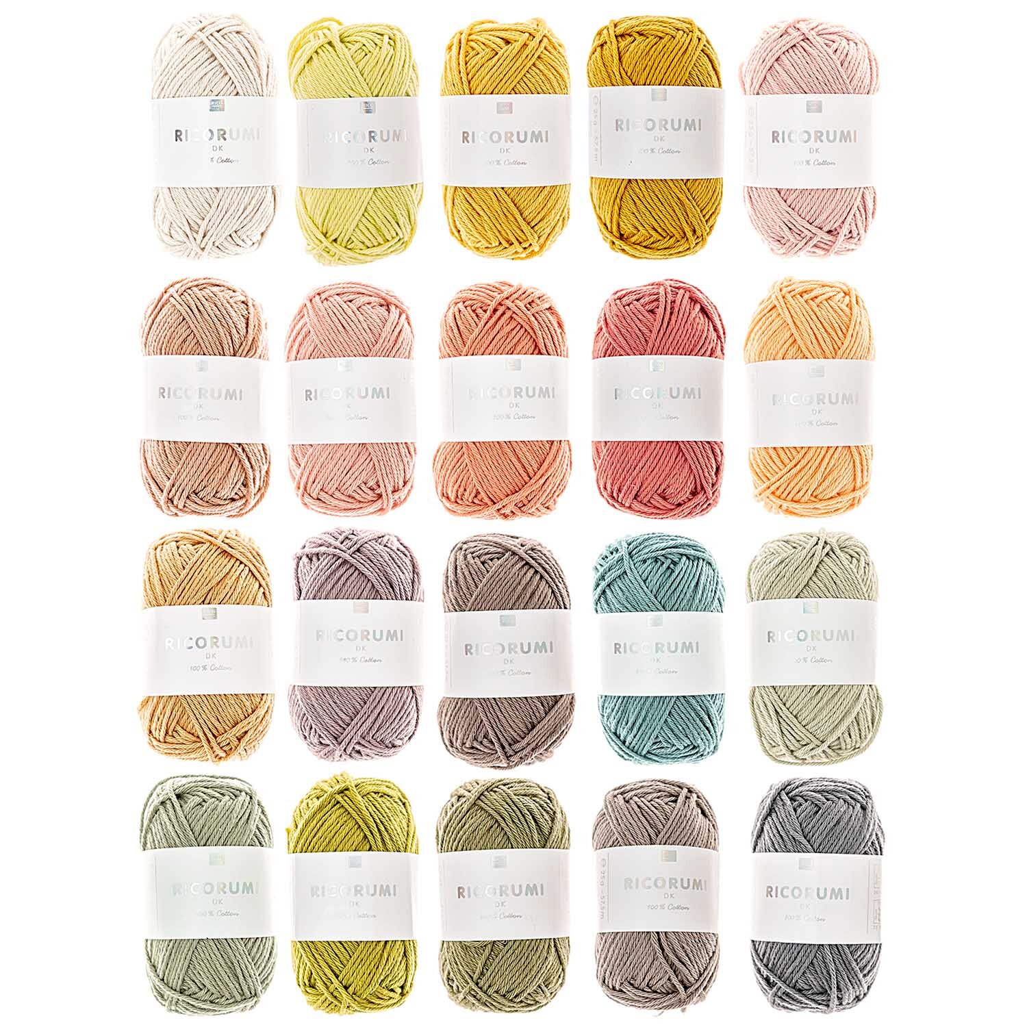 Creative Ricorumi dk Set Limited, 20x25g Häkelgarn von Rico Design in warmen Pastell- und Naturtönen, ideal für detailreiche Amigurumi-Projekte