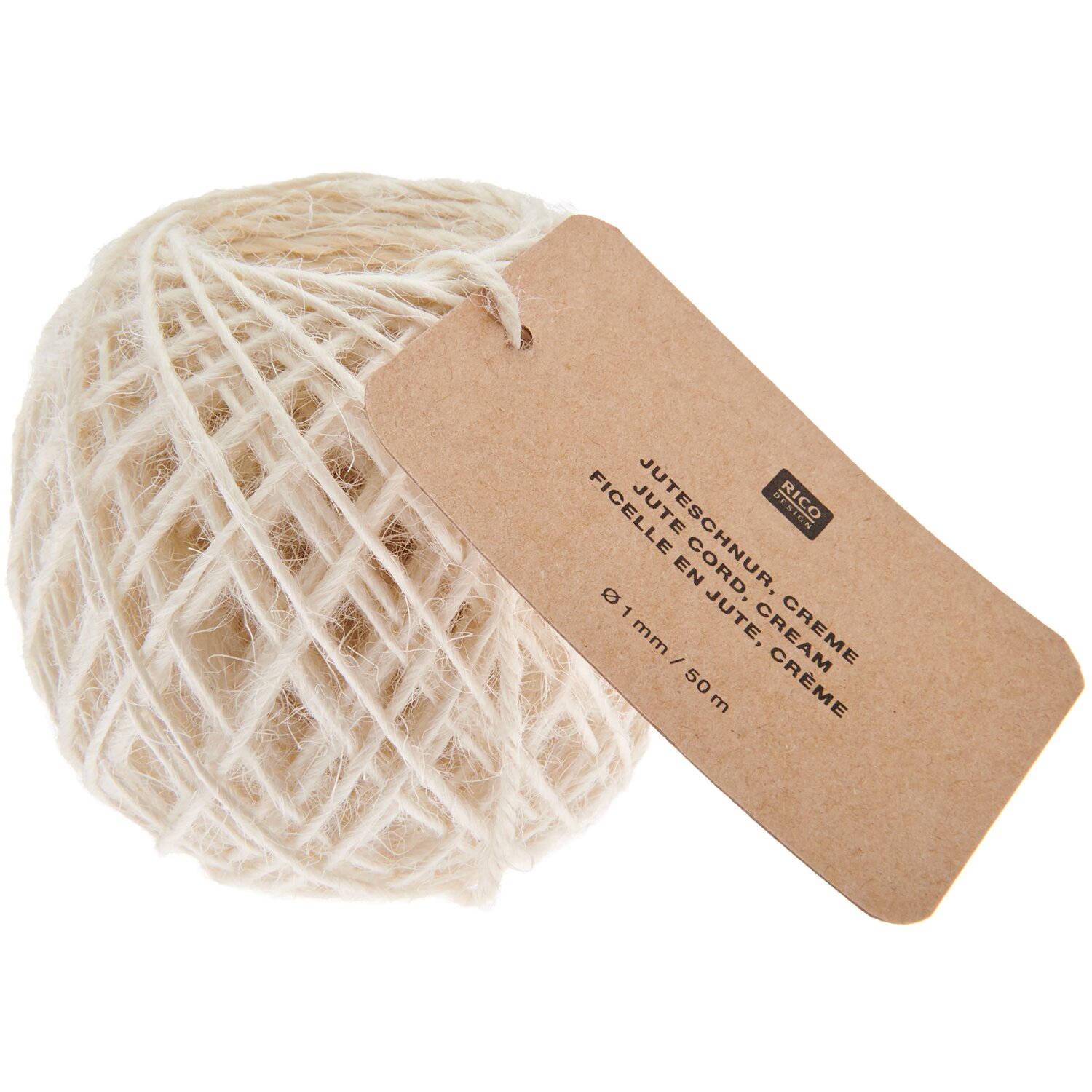 Juteschnur 1mm 50m Farbe Creme von Rico Design